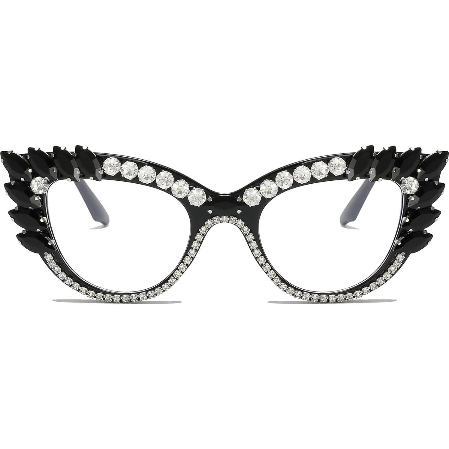 Gafas de Luz Azul LJCZKA Ojo de Gato con Rhinestones para Mujeres