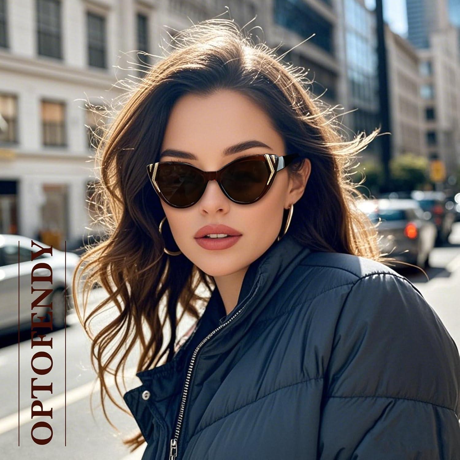 Gafas de sol Cat Eye OPTOFENDY para mujeres, estilo retro