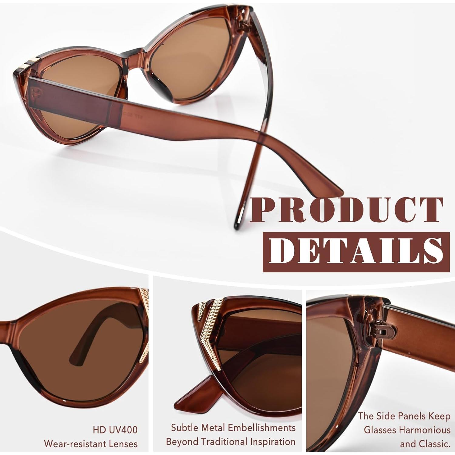 Gafas de sol Cat Eye OPTOFENDY para mujeres, estilo retro