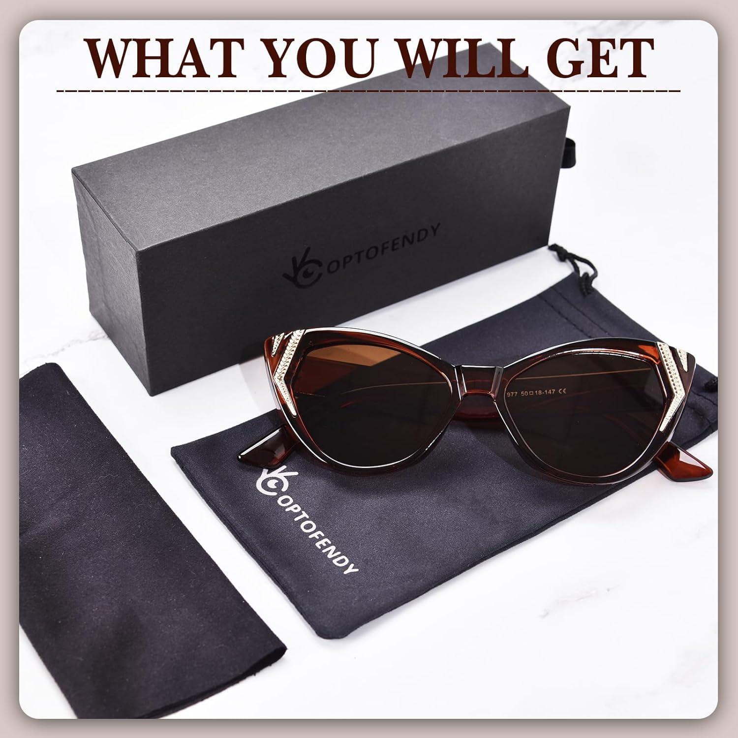 Gafas de sol Cat Eye OPTOFENDY para mujeres, estilo retro