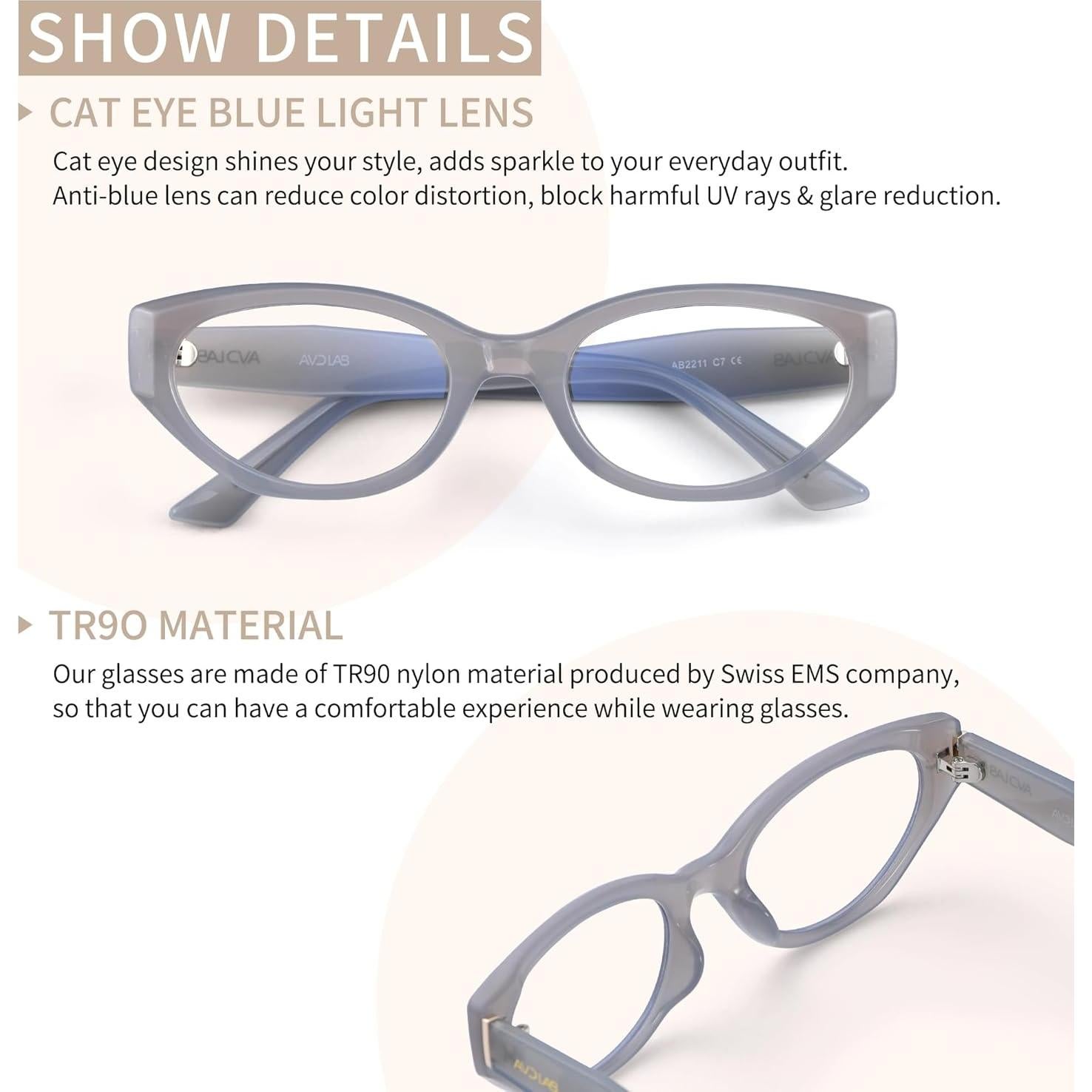 Gafas de luz azul AVDLAB para mujer AB2211 - Ojo de gato gris