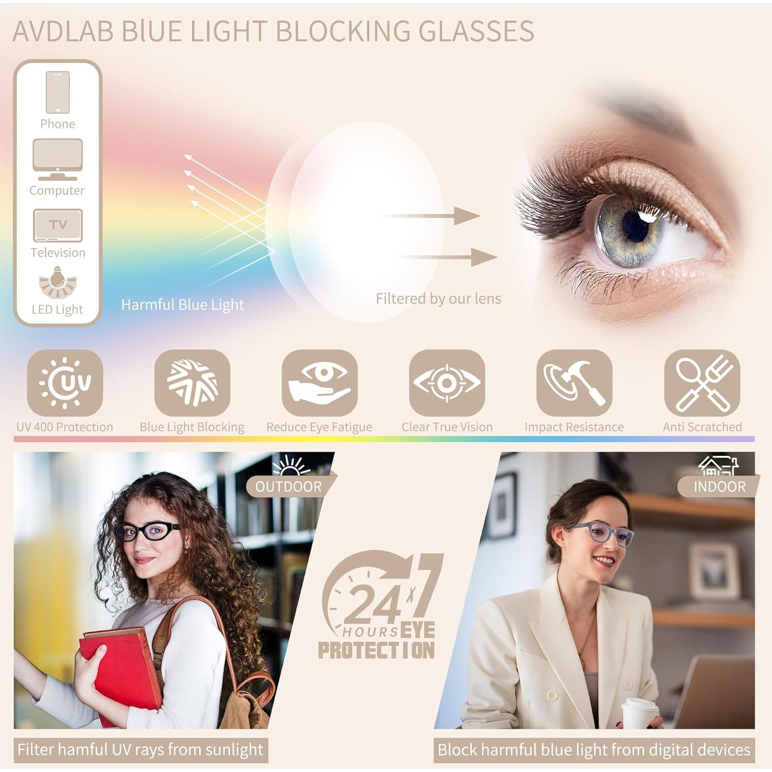 Gafas de luz azul AVDLAB para mujer AB2211 - Ojo de gato gris