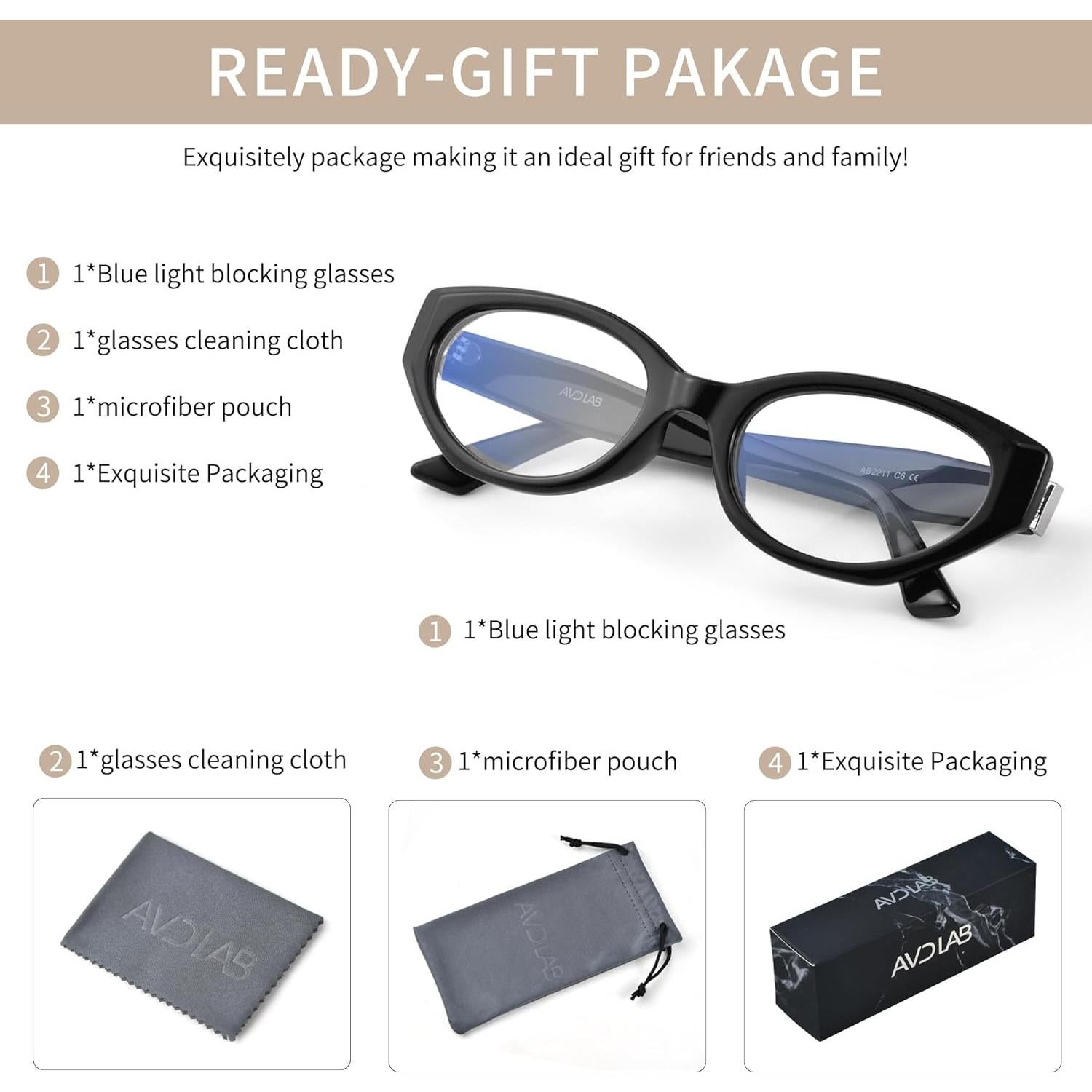 Gafas de luz azul AVDLAB para mujer AB2211 - Ojo de gato gris