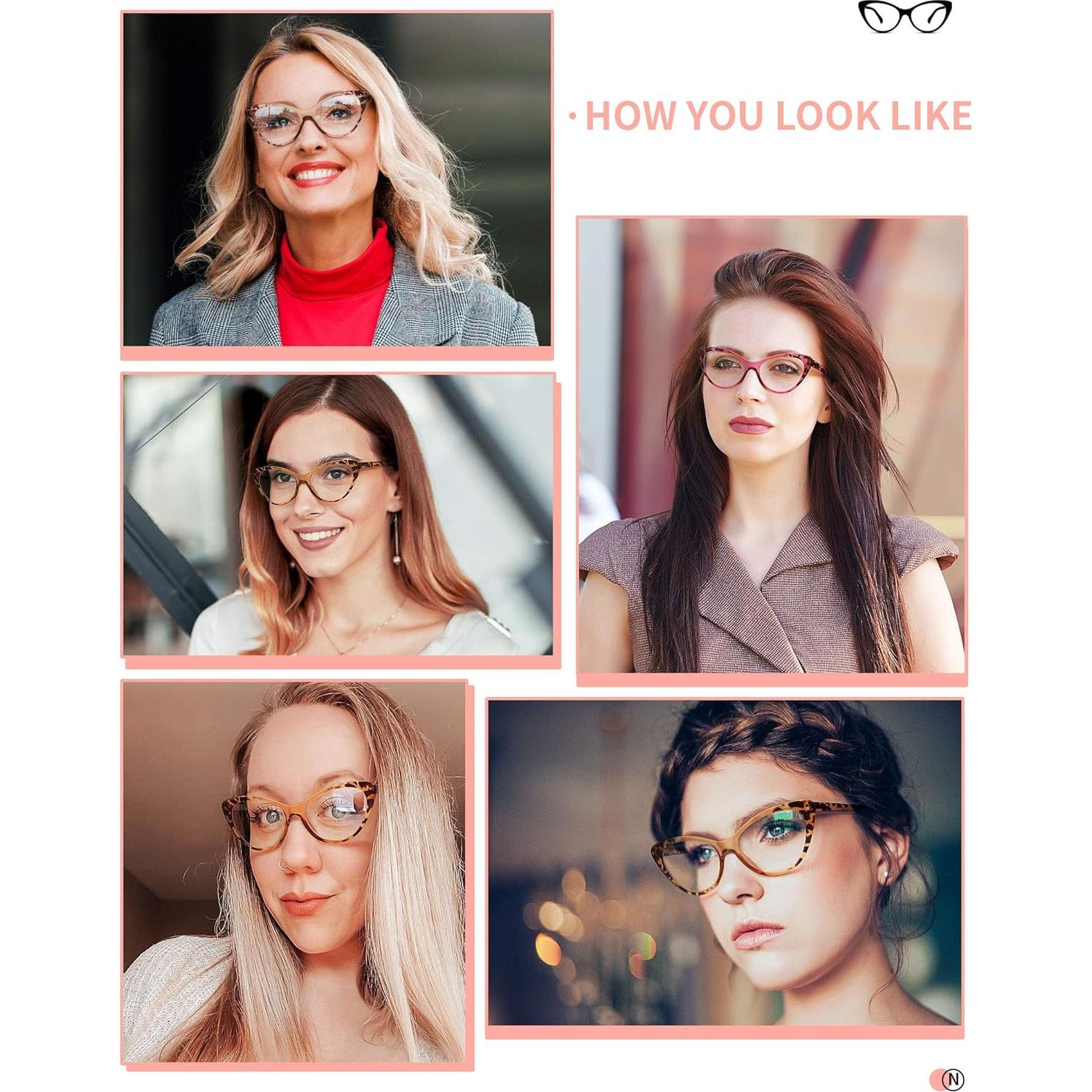 Gafas de lectura NOVIVON 5 pares ojo de gato bloqueadoras luz azul