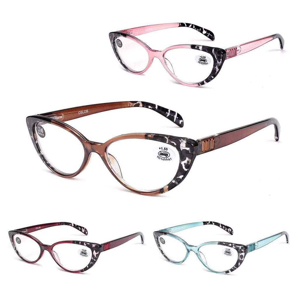 Gafas de Lectura OSLOB para Mujeres con Bloqueo Luz Azul - 4 Pack