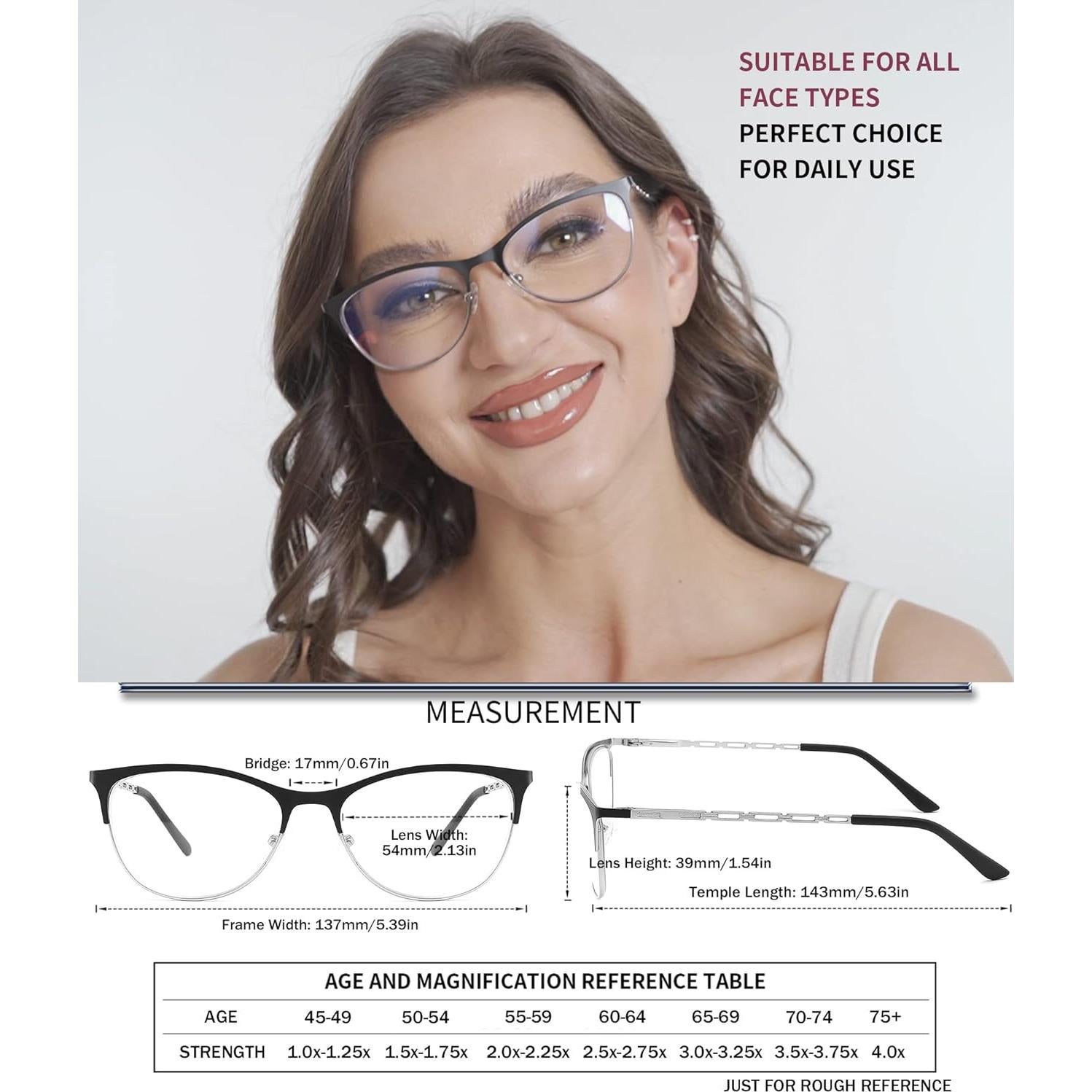 Paquete de 3 Gafas de Lectura Mujeres ZHUOLIANG Anti Luz Azul