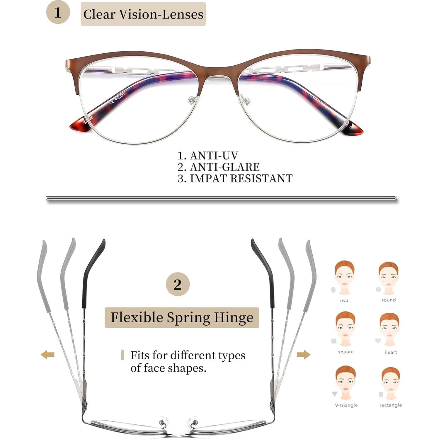 Paquete de 3 Gafas de Lectura Mujeres ZHUOLIANG Anti Luz Azul