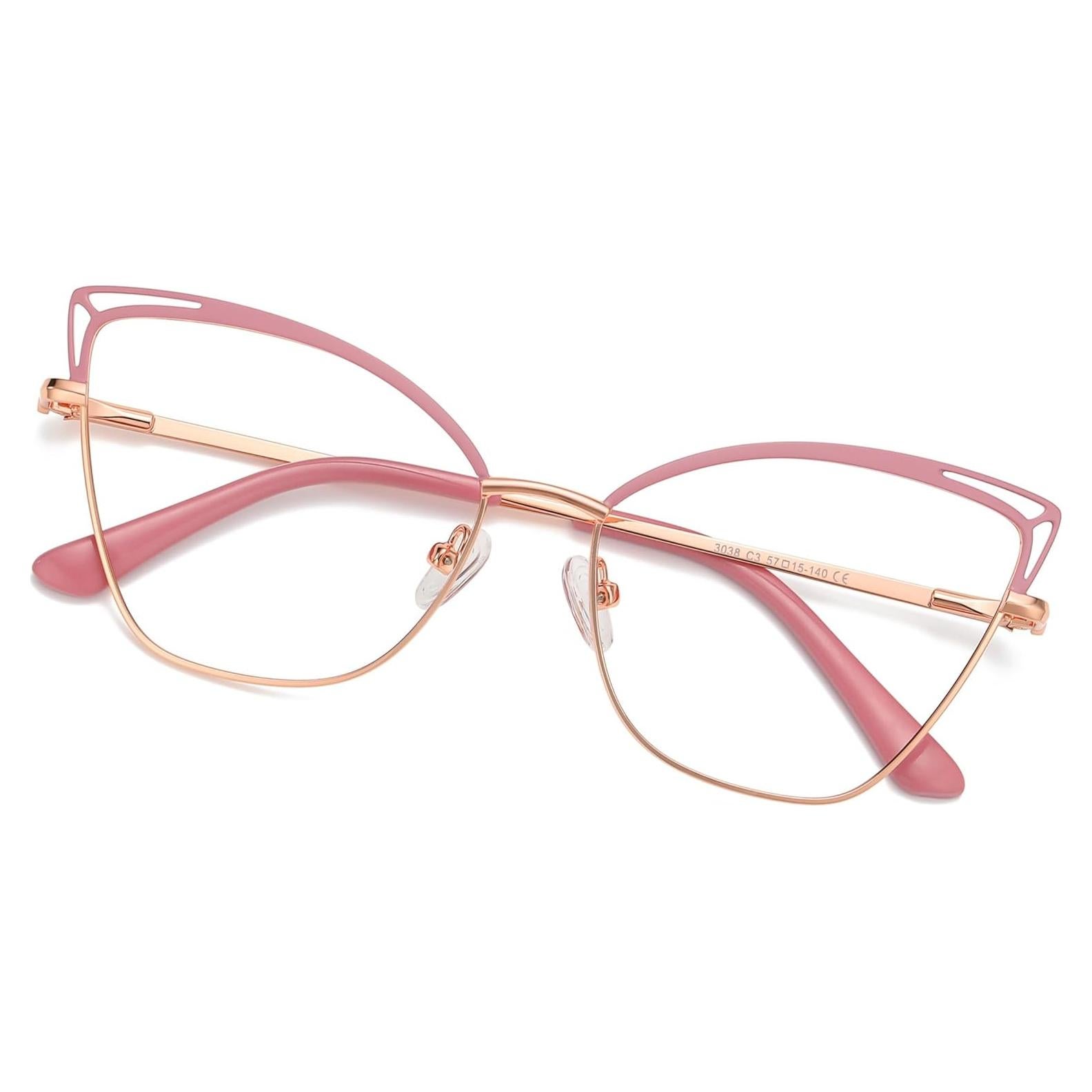 Gafas de Luz Azul para Mujer Ojo de Gato Metal Rosa Dorado