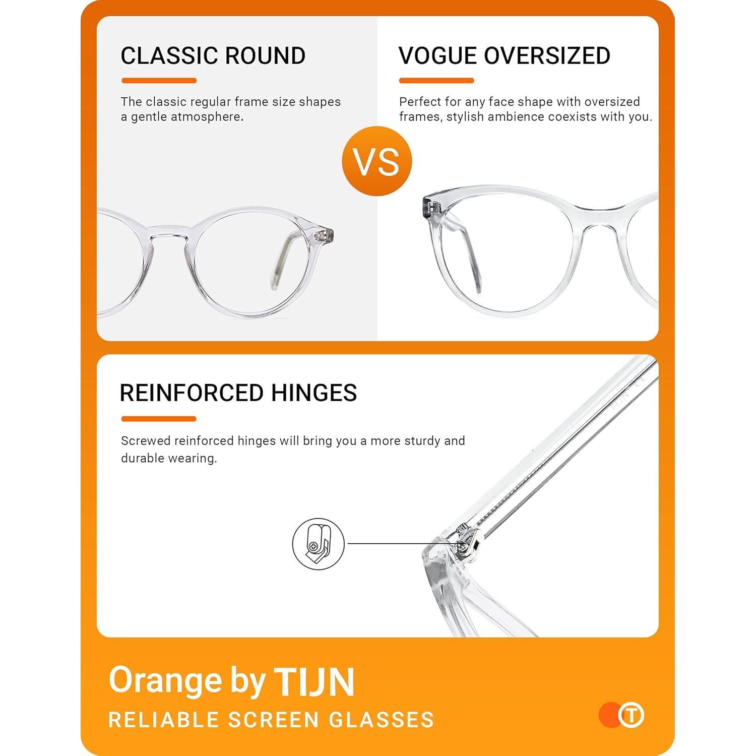 Gafas de luz azul TIJN sobredimensionadas unisex, anti-fatiga ocular