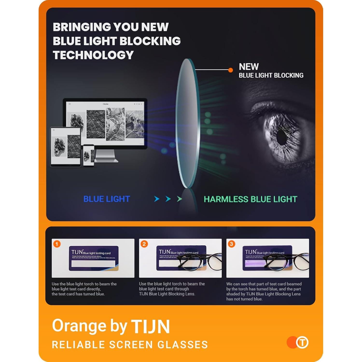 Gafas de luz azul TIJN sobredimensionadas unisex, anti-fatiga ocular