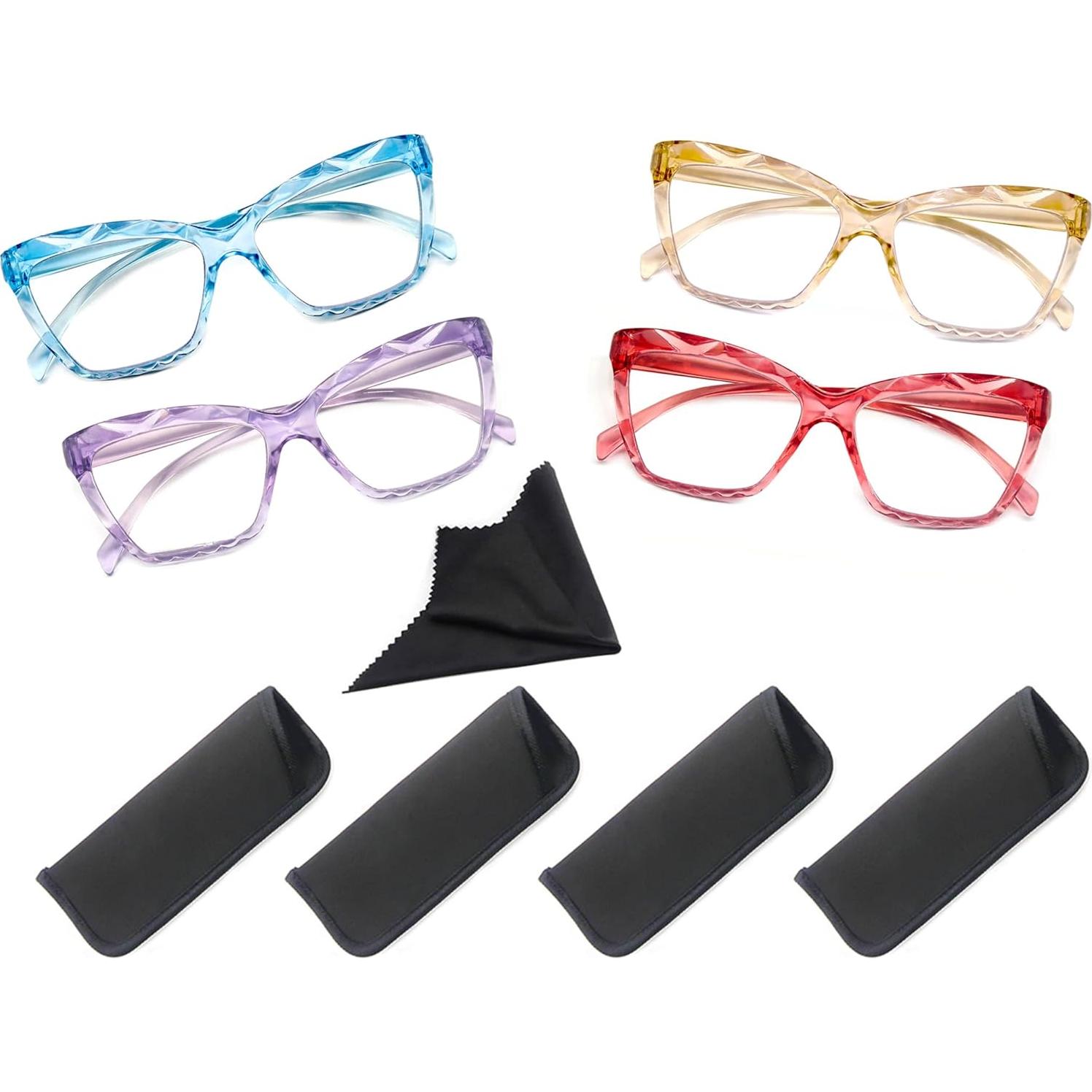 Gafas de lectura para mujeres +3.0 con bloqueo luz azul - 4 pk