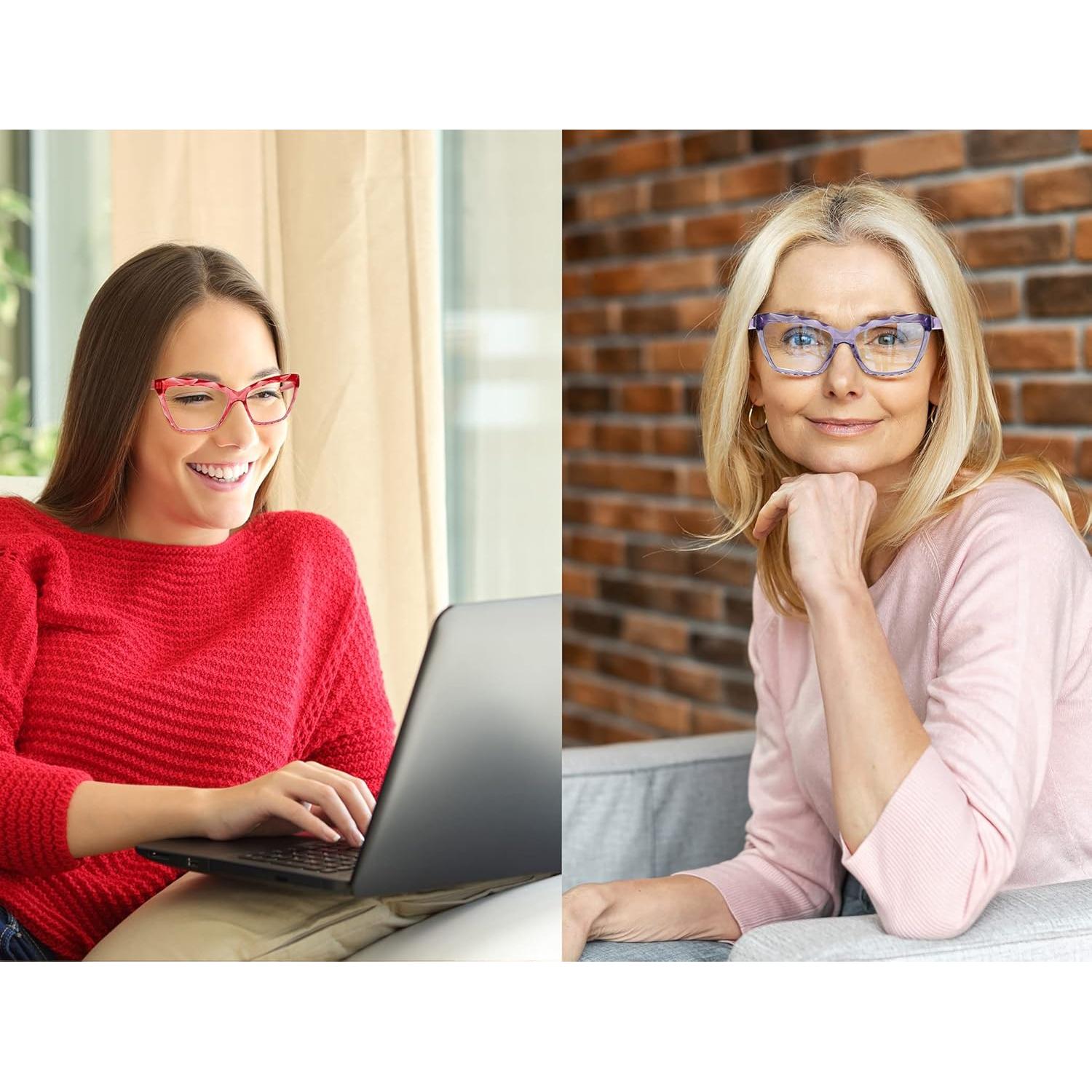 Gafas de lectura para mujeres +3.0 con bloqueo luz azul - 4 pk