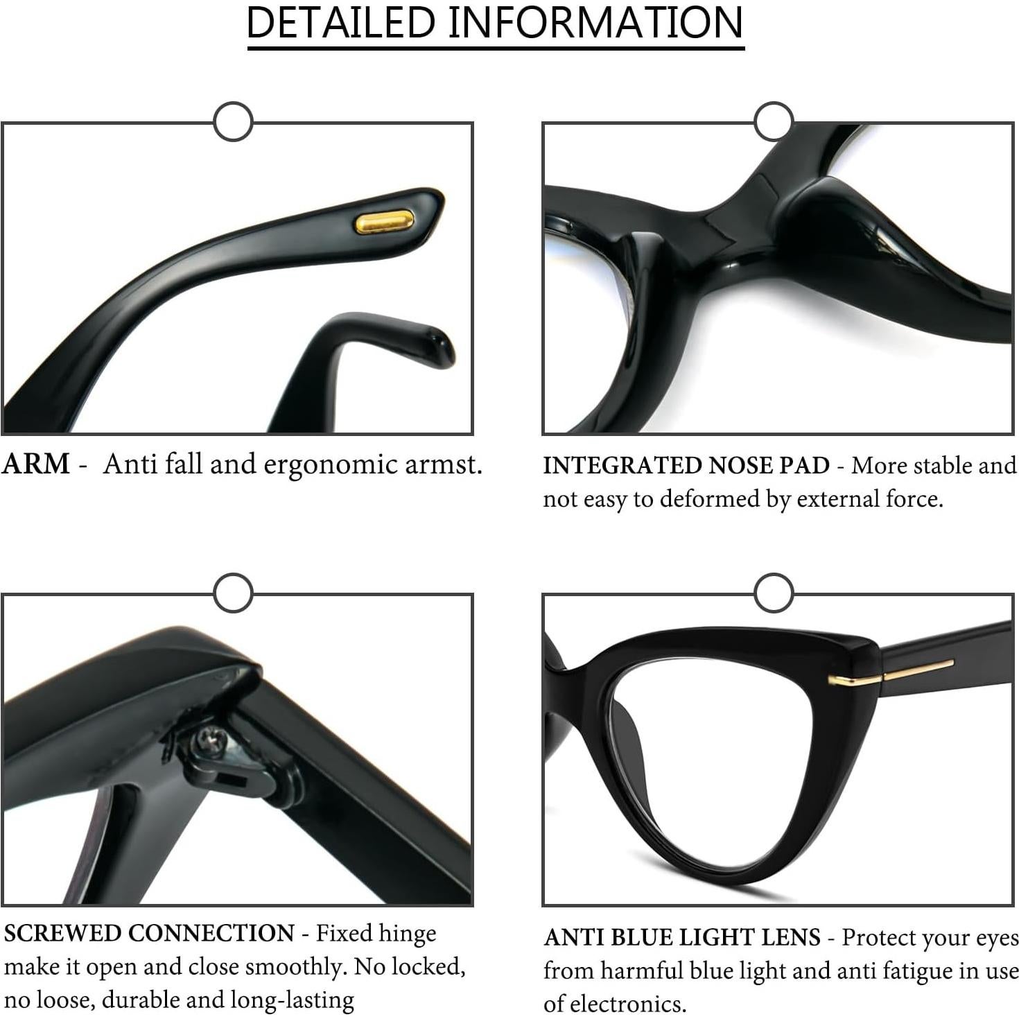 Gafas de Lectura Ojo de Gato MMOWW 1.5x Anti Luz Azul Mujeres