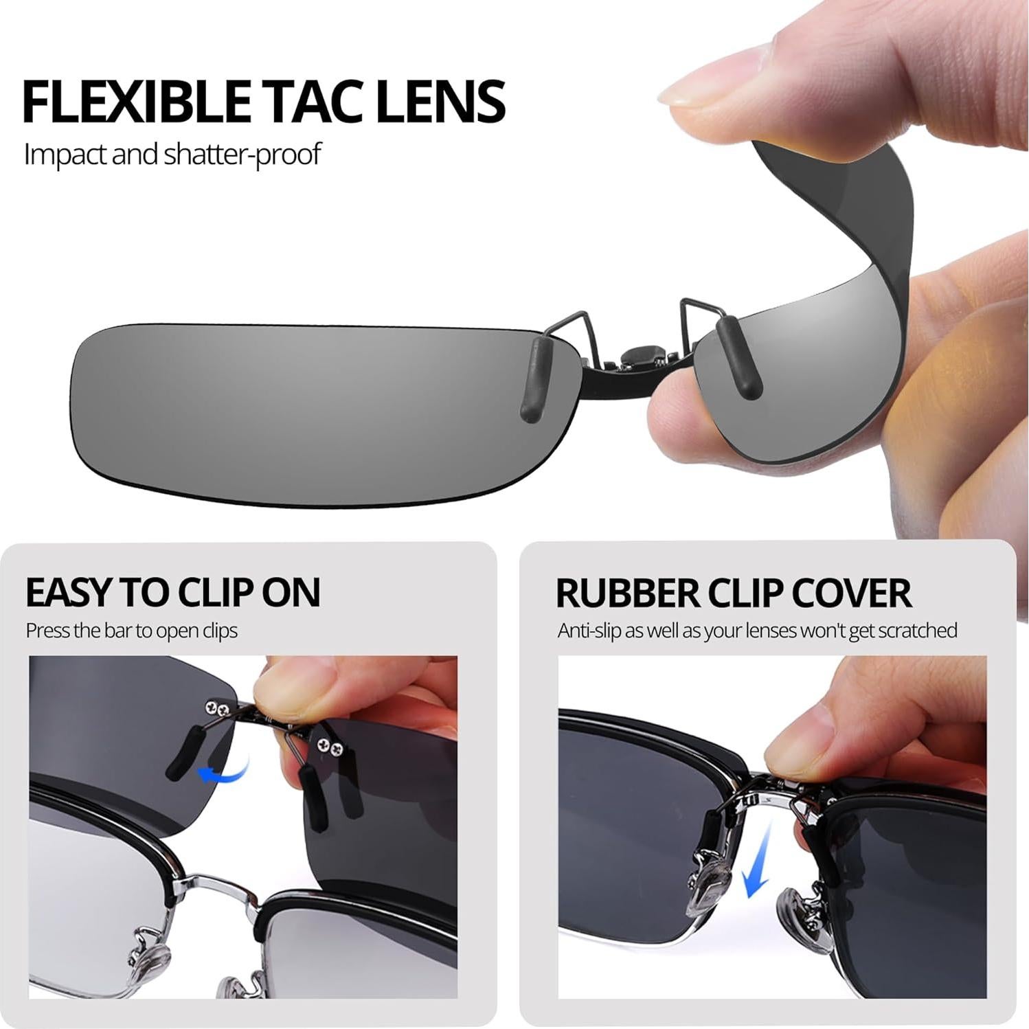 Gafas de Sol Clip On VIEWBETTER Polarizadas UV Gris