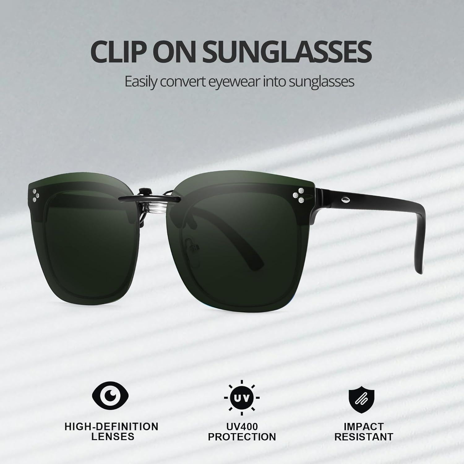 Gafas de Sol Clip On VIEWBETTER Polarizadas UV Gris