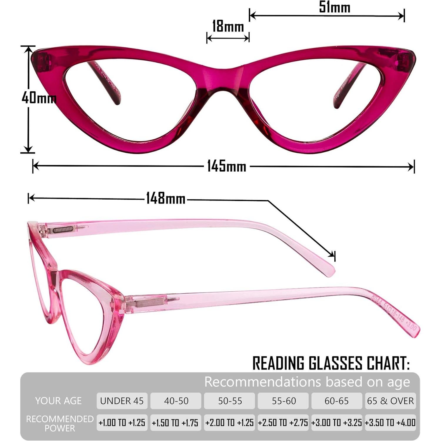 Gafas de lectura Yogo Vision para mujer, ojo de gato, 5 colores