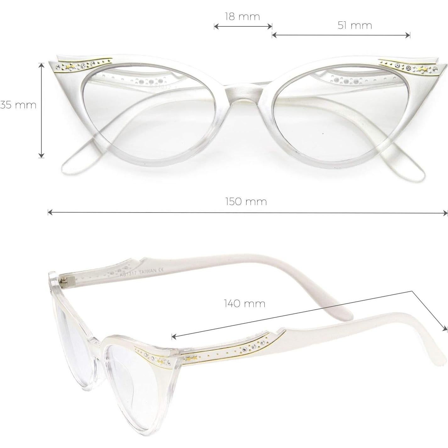 Gafas de Ojo de Gato Retro ZeroUV con Rhinestones 51mm