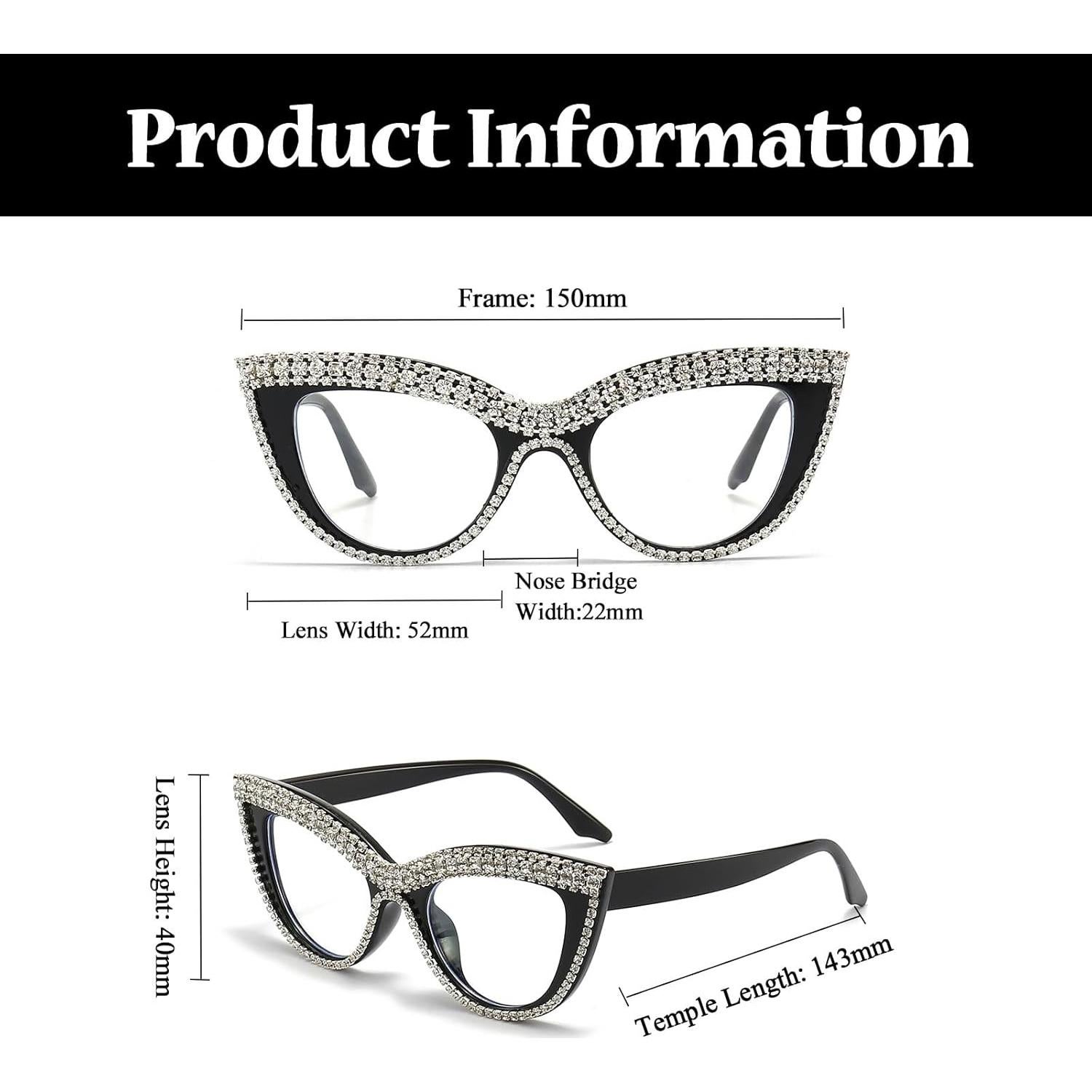 Gafas de Ojo de Gato LJCZKA con Rhinestones Anti Luz Azul