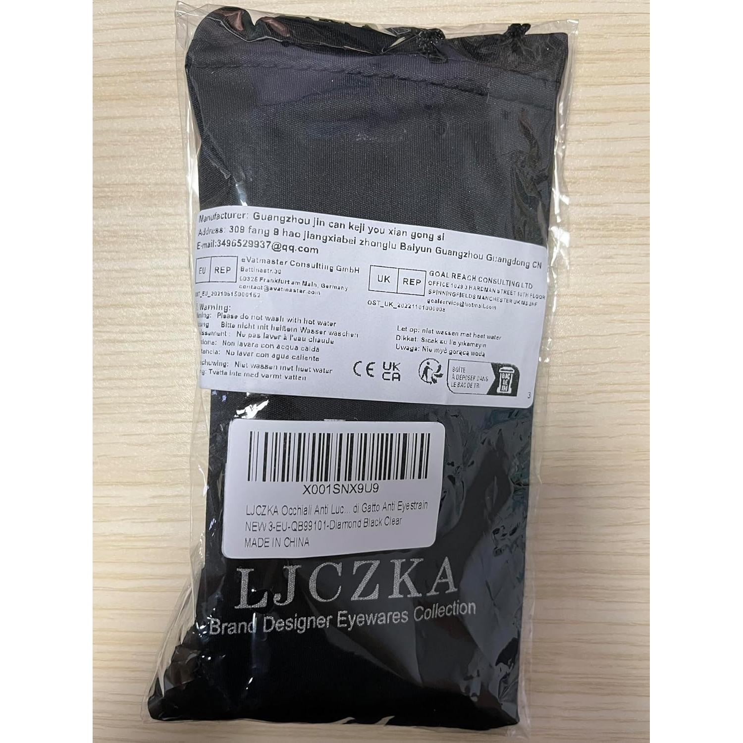 Gafas de Ojo de Gato LJCZKA con Rhinestones Anti Luz Azul