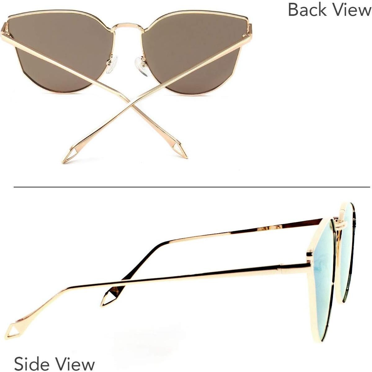 Gafas de sol estilo gato UV400 con lentes espejados - Azul