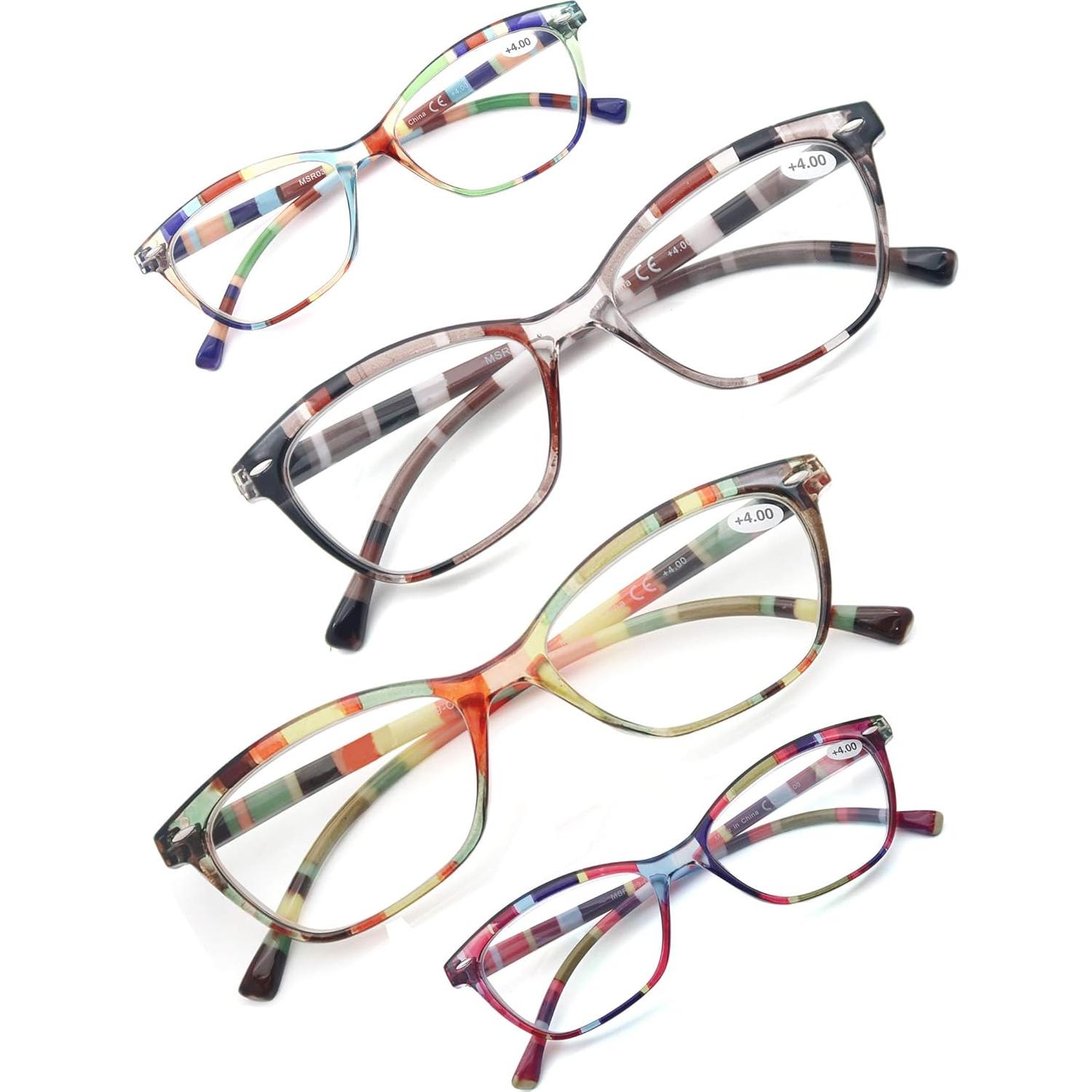 Gafas de Lectura HEEYYOK para Mujeres 4 Pack Coloridas 3.75x