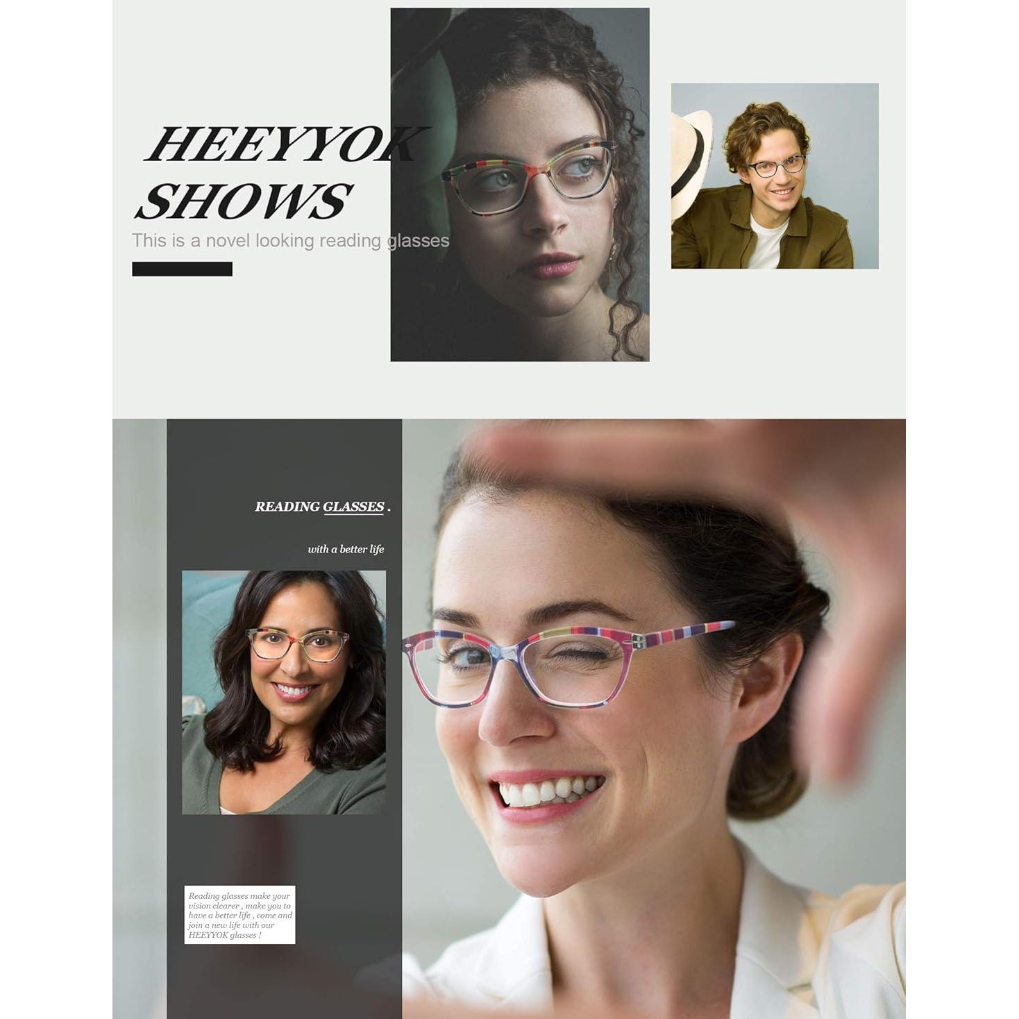 Gafas de Lectura HEEYYOK para Mujeres 4 Pack Coloridas 3.75x