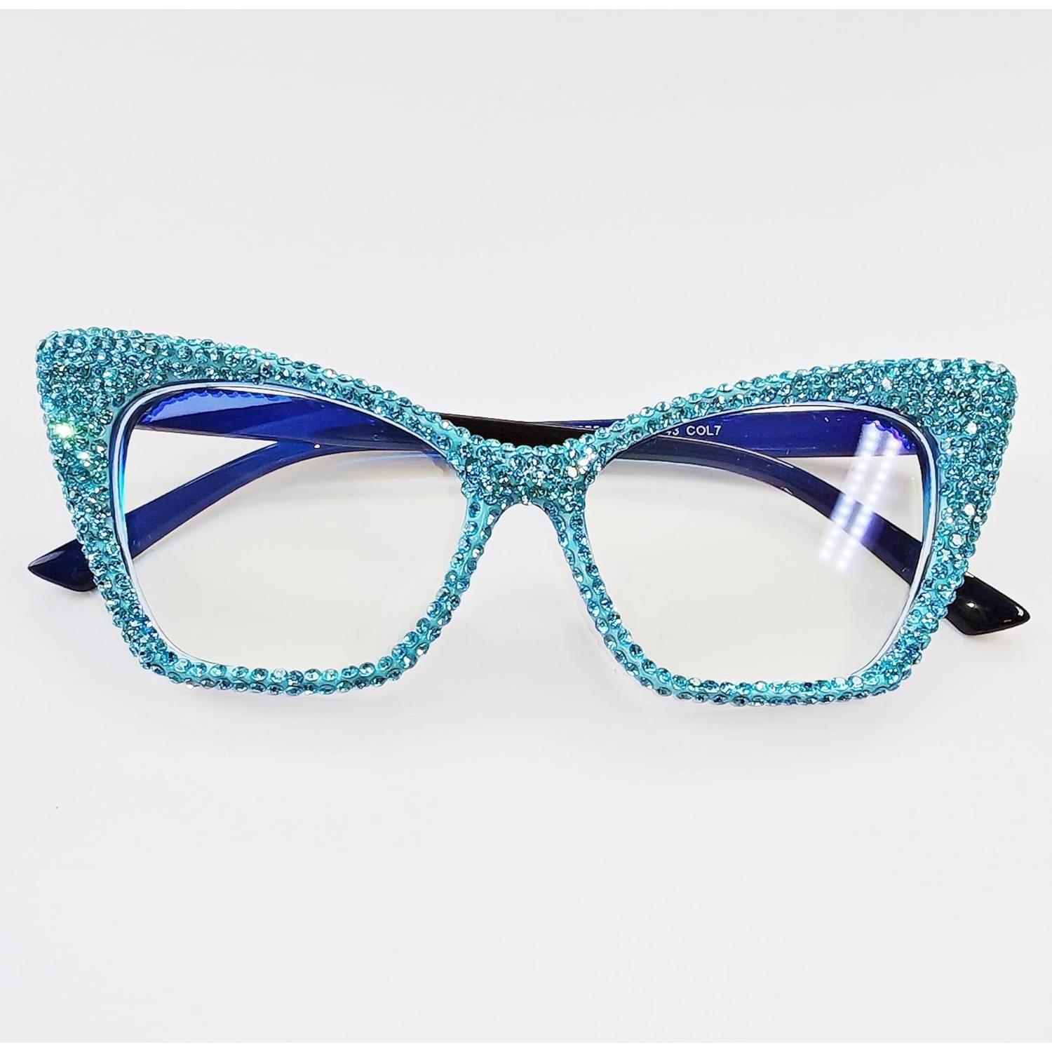 Gafas de Lectura Ojo de Gato ICARA con Rhinestones 1.5x Azul