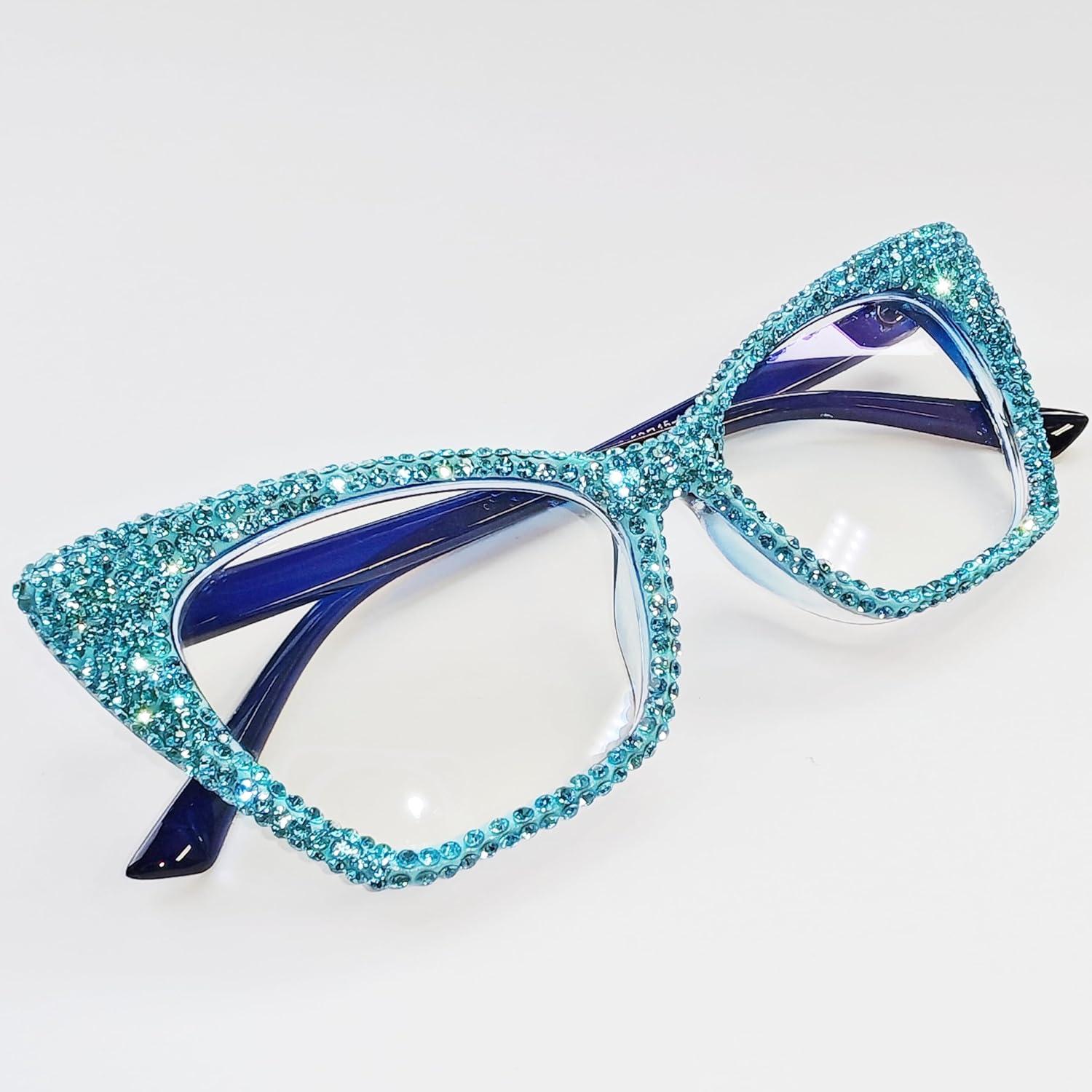 Gafas de Lectura Ojo de Gato ICARA con Rhinestones 1.5x Azul