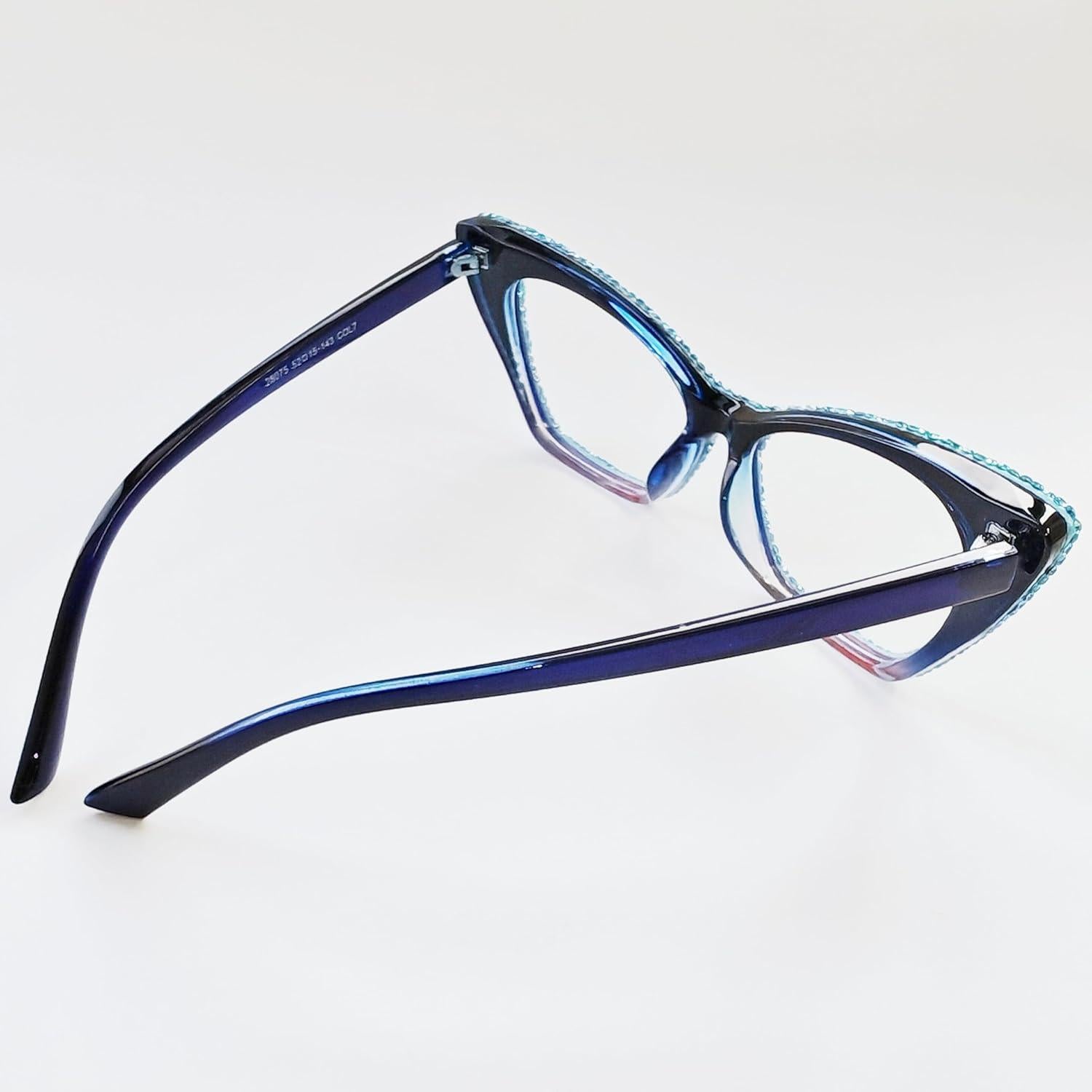 Gafas de Lectura Ojo de Gato ICARA con Rhinestones 1.5x Azul