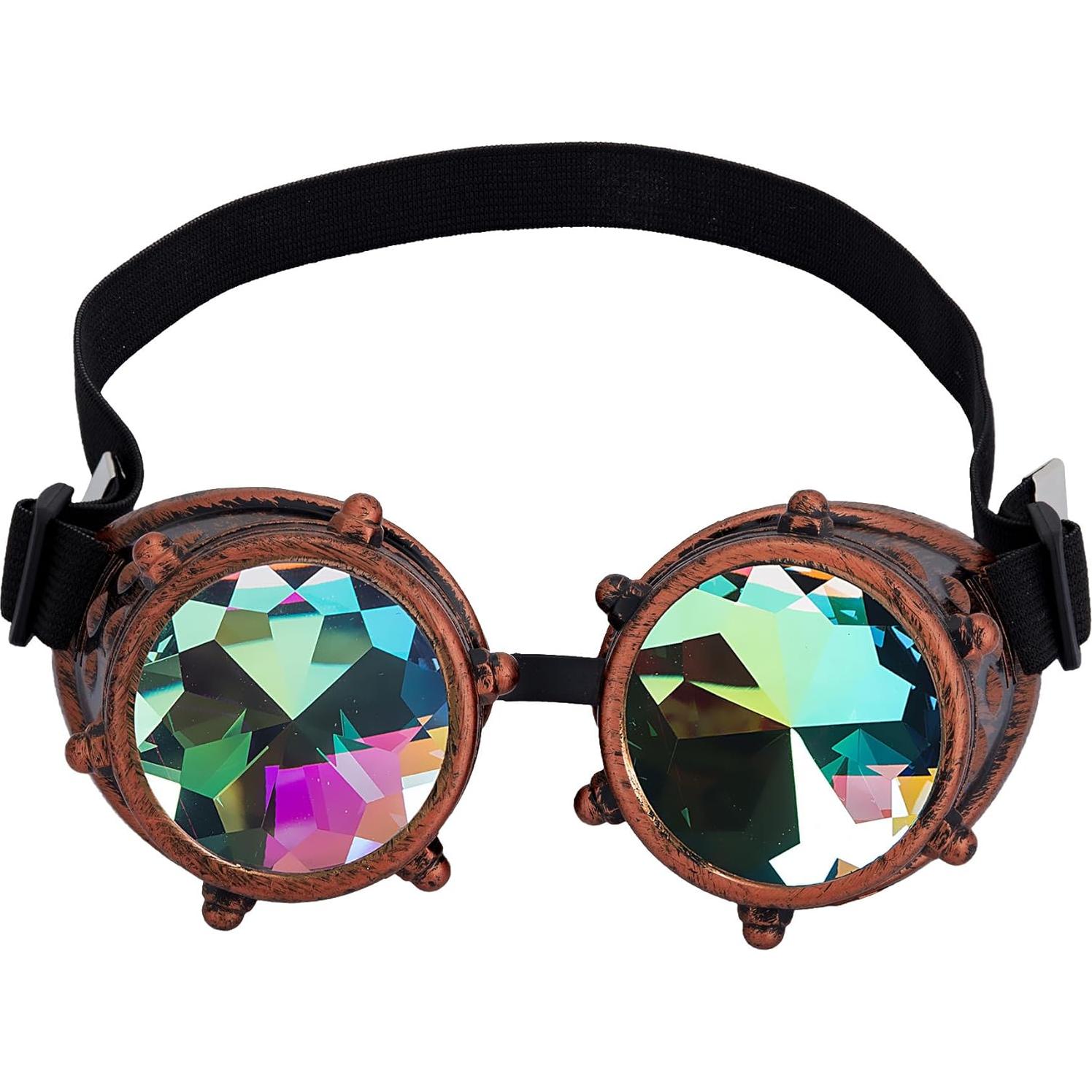 Gafas Steampunk LELINTA Kaleidoscopio Ajustables Cobre Rojo