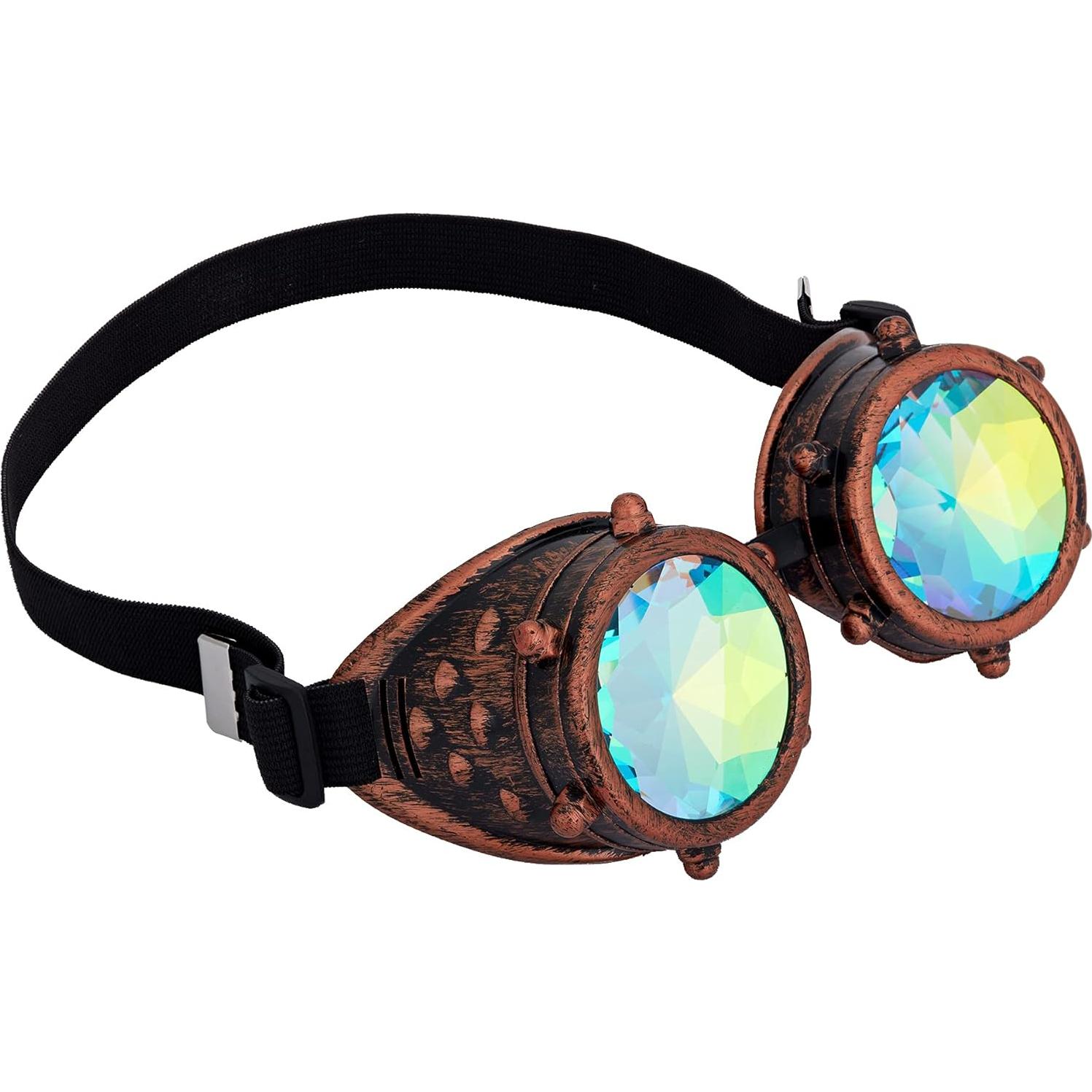 Gafas Steampunk LELINTA Kaleidoscopio Ajustables Cobre Rojo