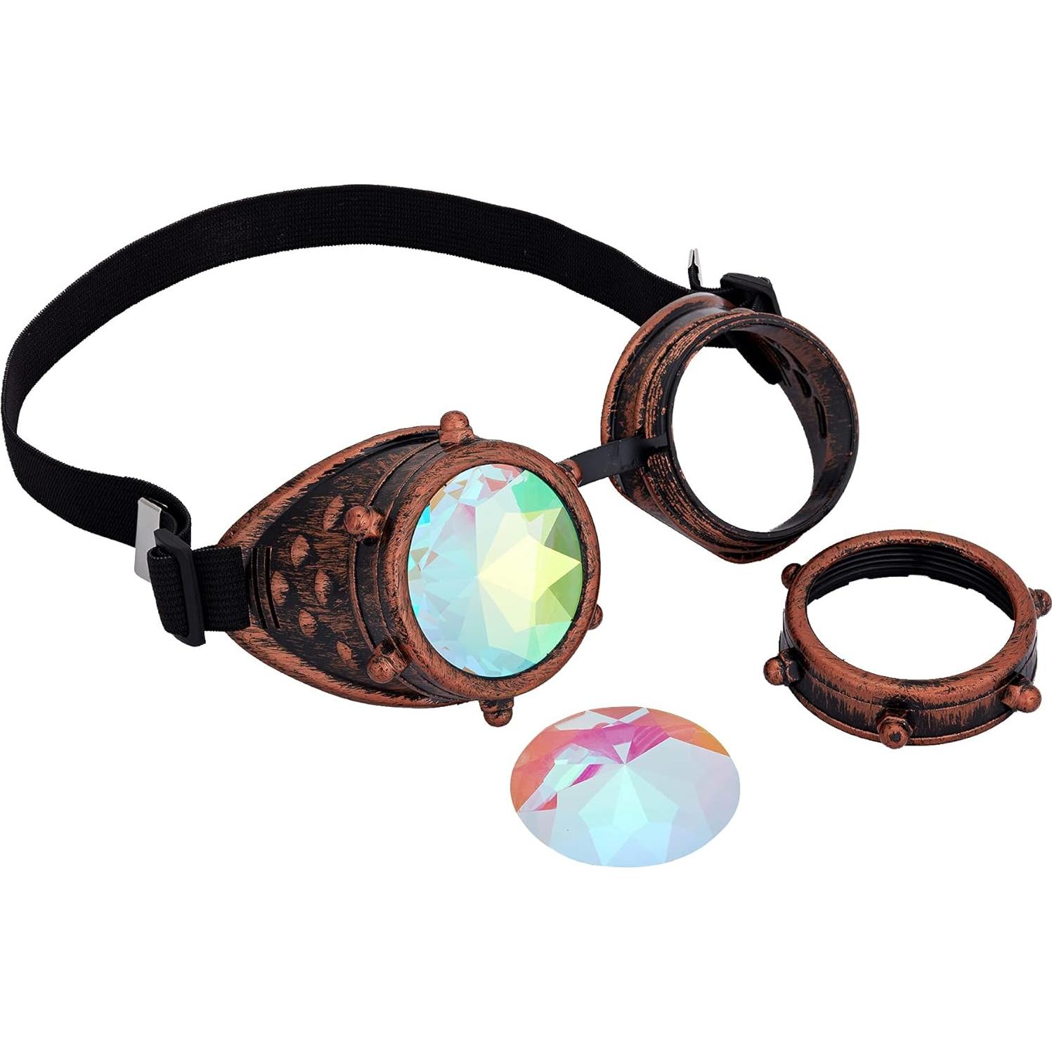 Gafas Steampunk LELINTA Kaleidoscopio Ajustables Cobre Rojo