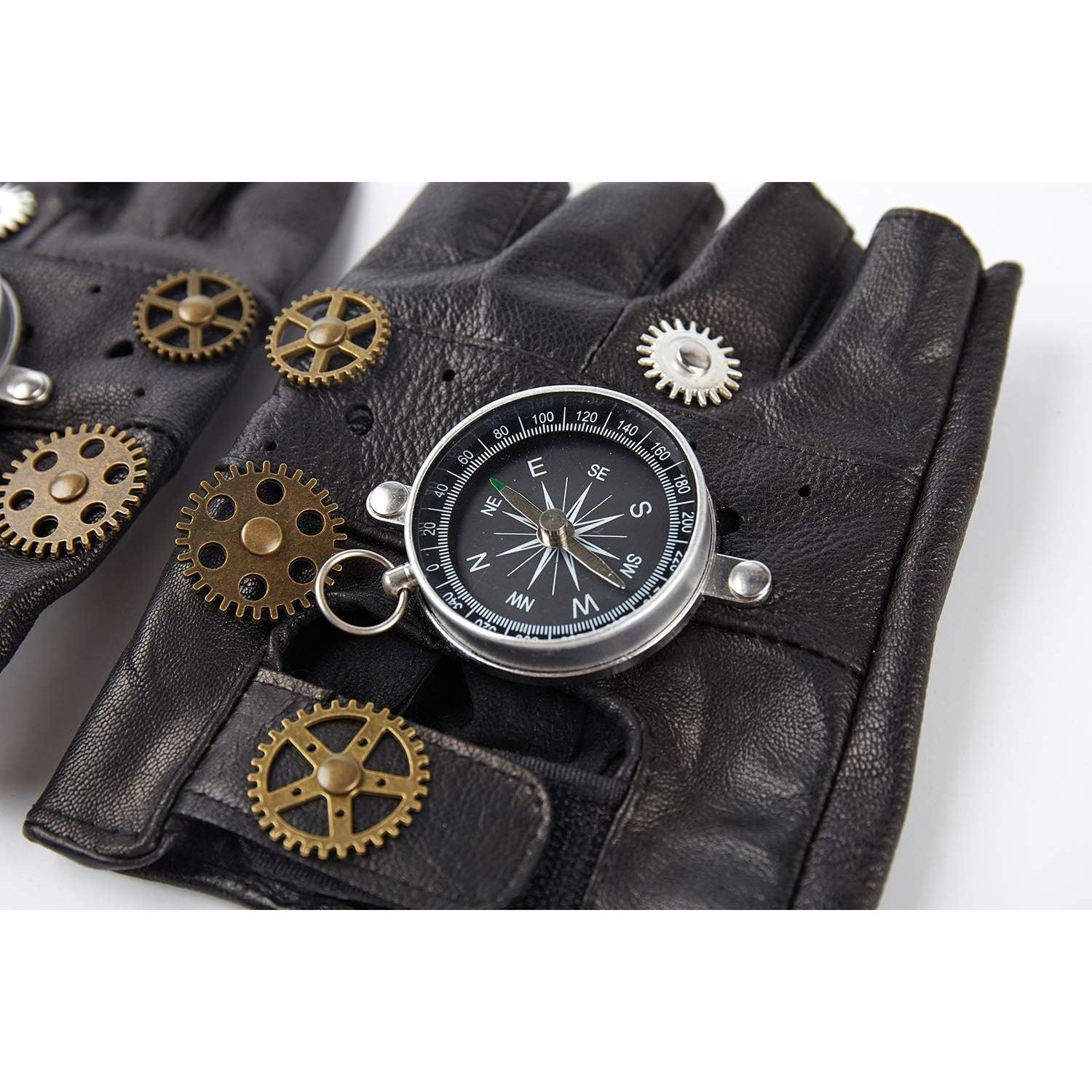 Guantes de Cuero Steampunk KOGOGO para Hombre Sin Dedos