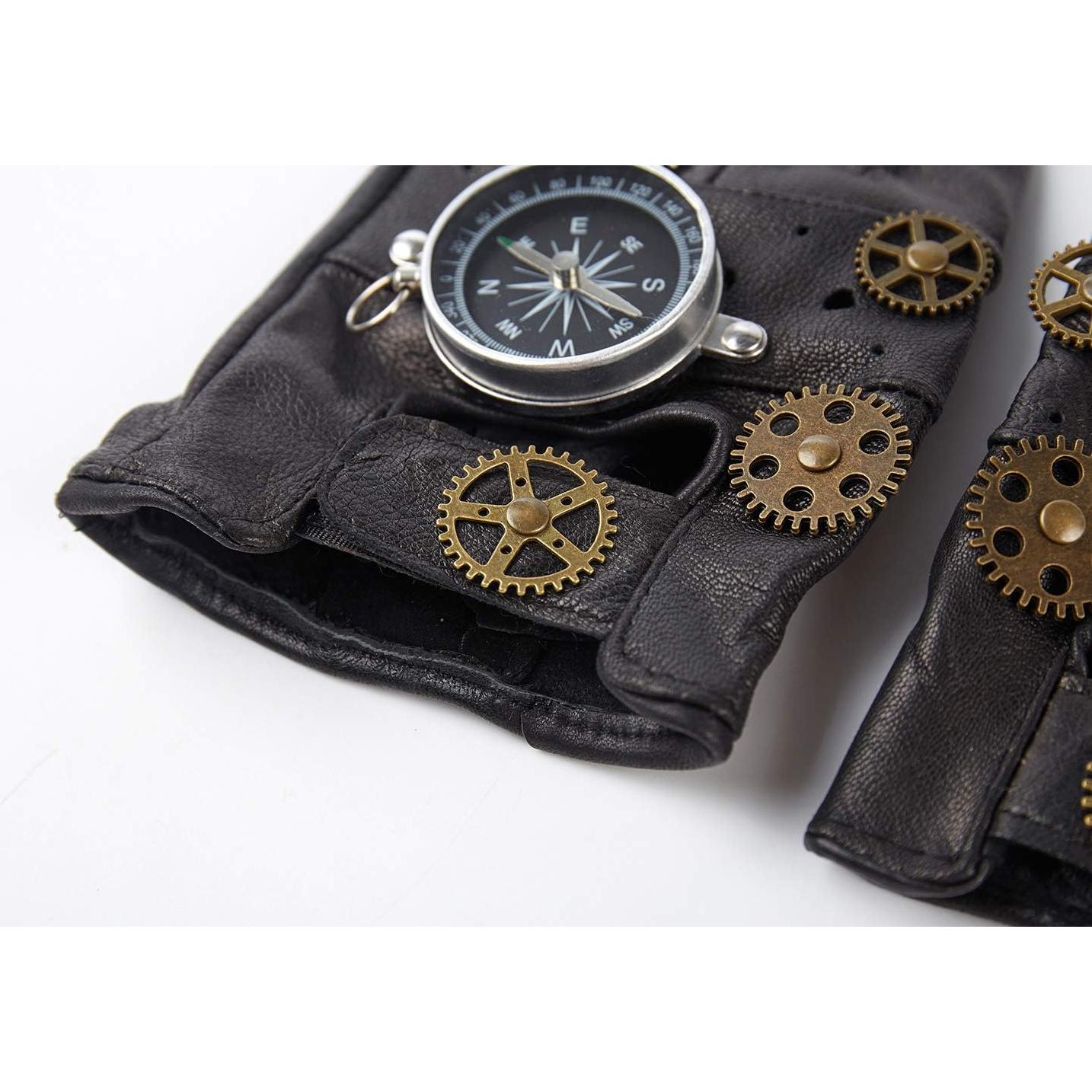 Guantes de Cuero Steampunk KOGOGO para Hombre Sin Dedos