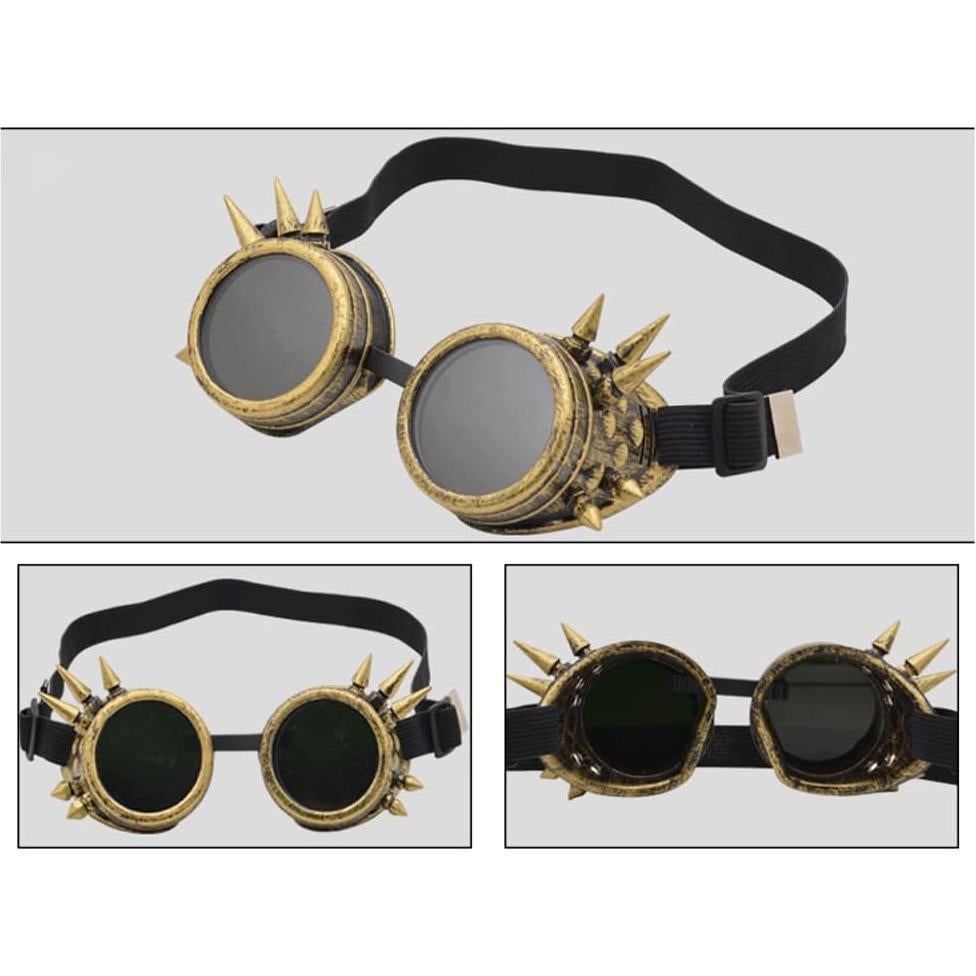 Gafas de Soldador Vintage Steampunk Plateadas con Remaches