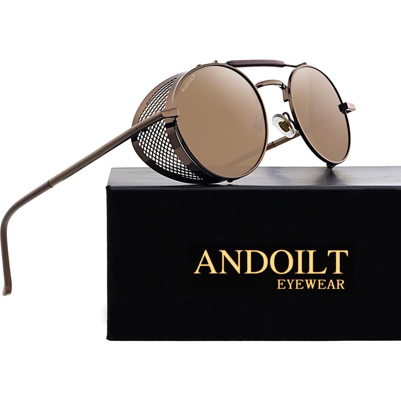 Gafas de sol Steampunk ANDOILT UV400 unisex marco metalico