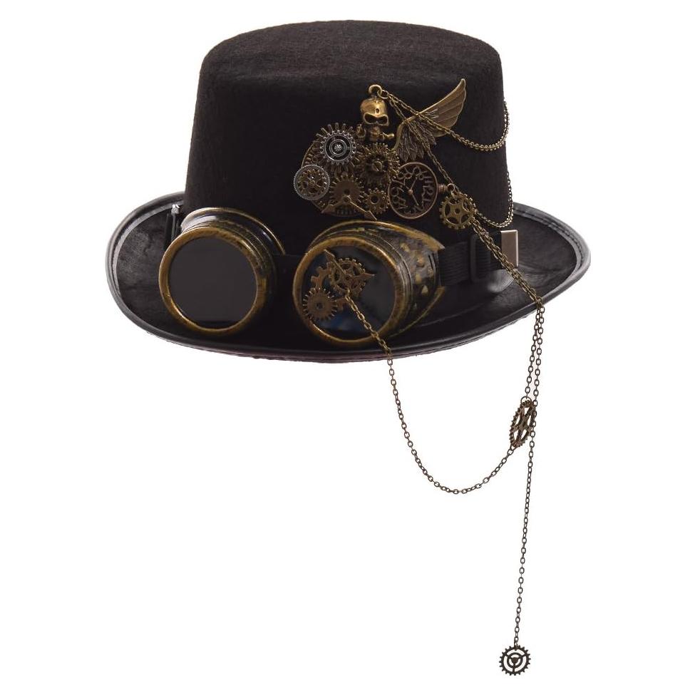 Sombrero de Copa Steampunk GRACEART con Gafas Removibles