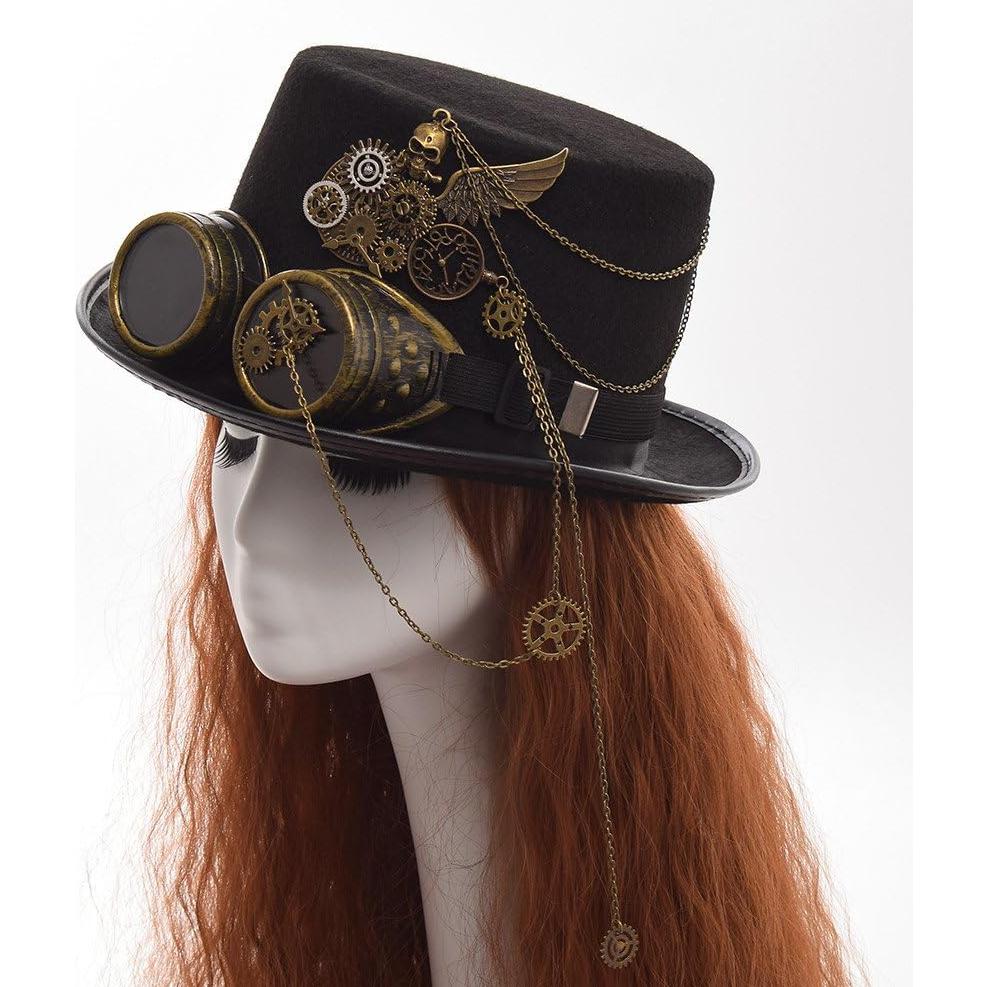 Sombrero de Copa Steampunk GRACEART con Gafas Removibles