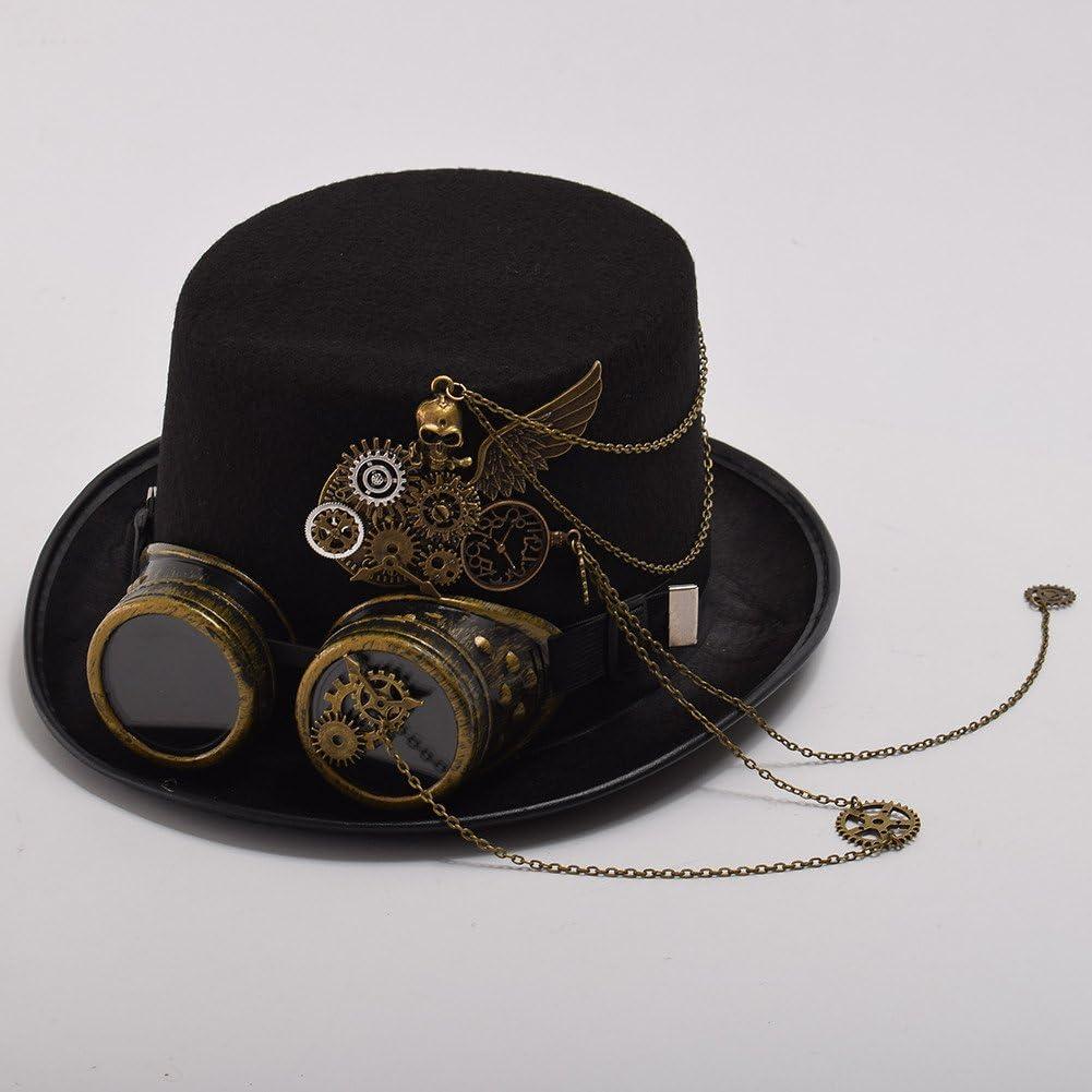 Sombrero de Copa Steampunk GRACEART con Gafas Removibles
