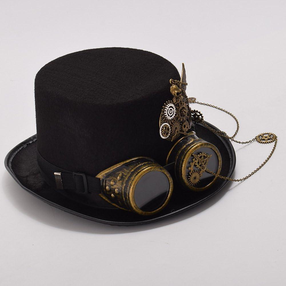 Sombrero de Copa Steampunk GRACEART con Gafas Removibles