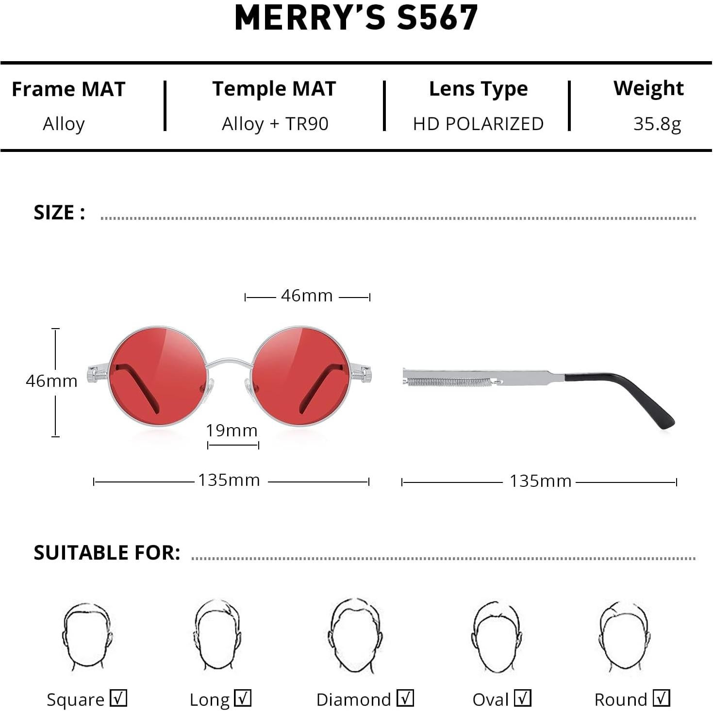 Gafas de sol góticas steampunk MERRY'S S567 para unisex