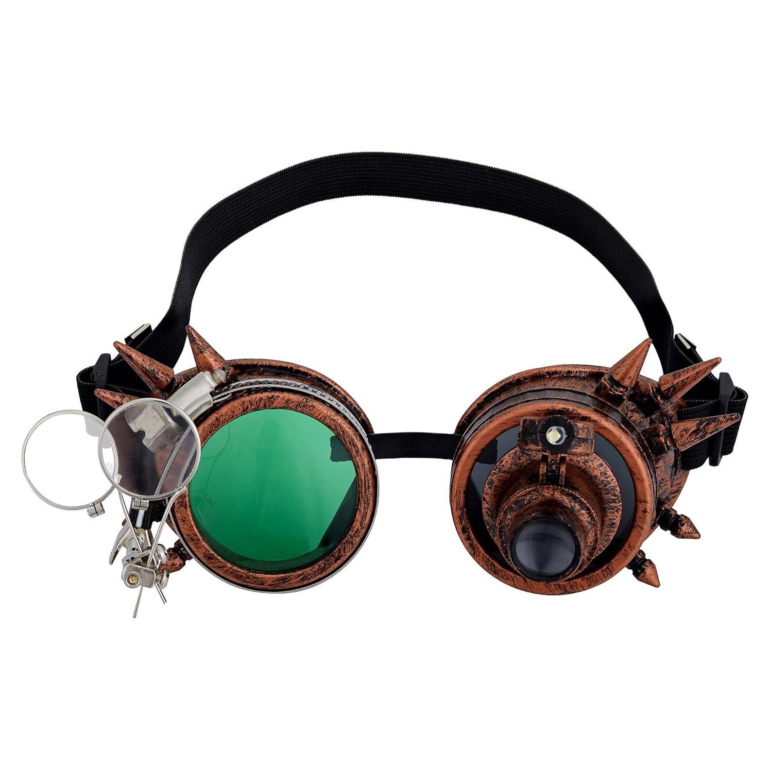 Gafas Steampunk Kaleidoscopio Lelinta Ajustables Verde-Cobre