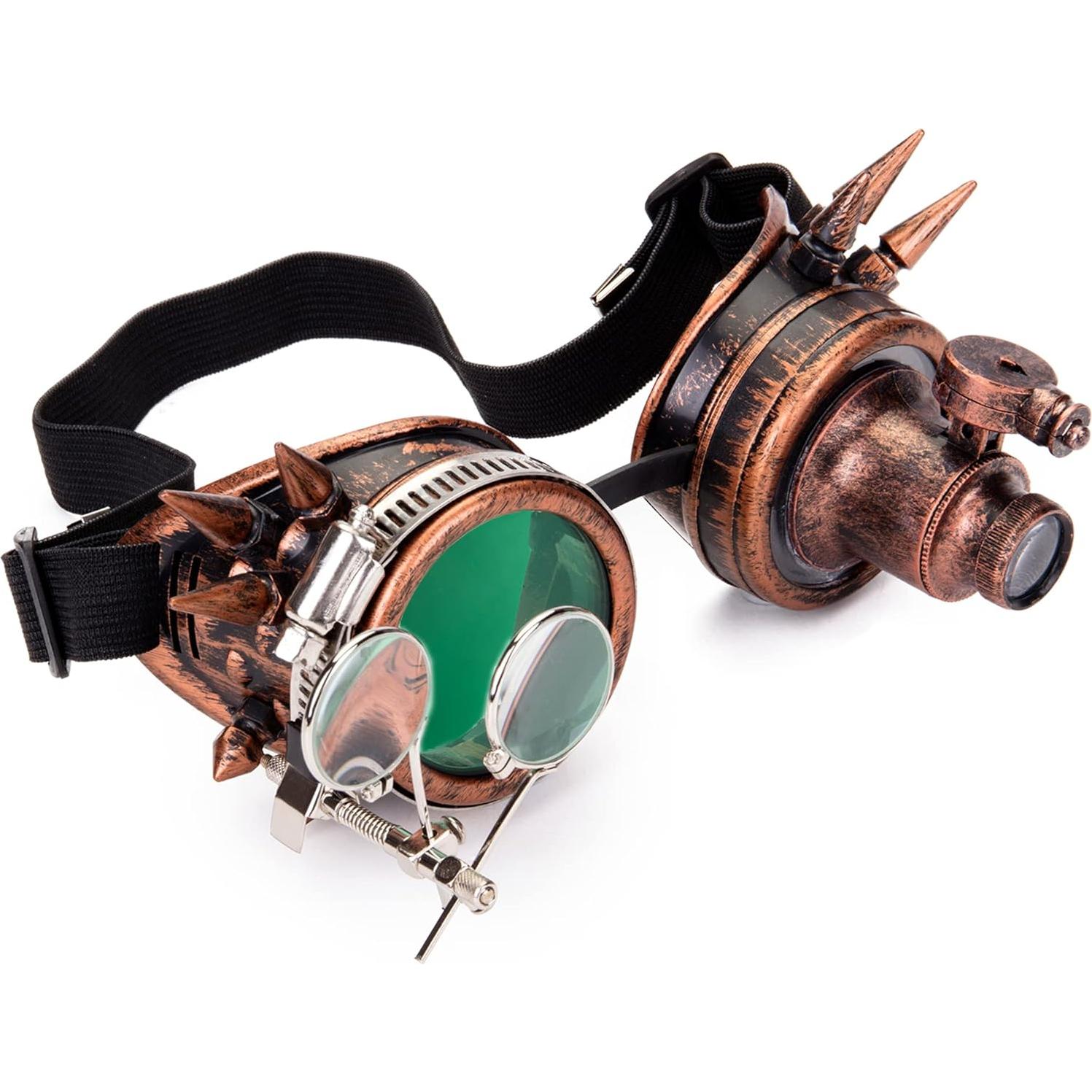 Gafas Steampunk Kaleidoscopio Lelinta Ajustables Verde-Cobre