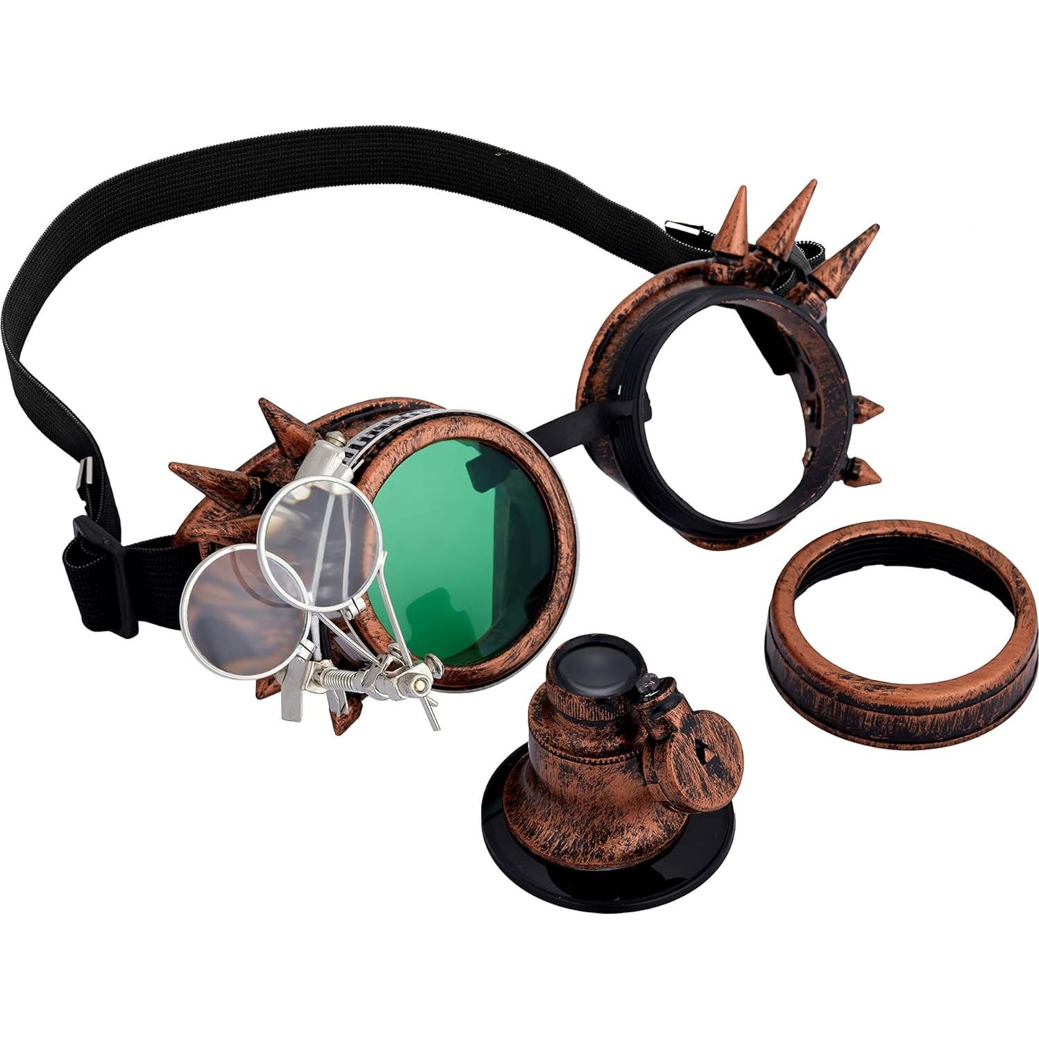 Gafas Steampunk Kaleidoscopio Lelinta Ajustables Verde-Cobre