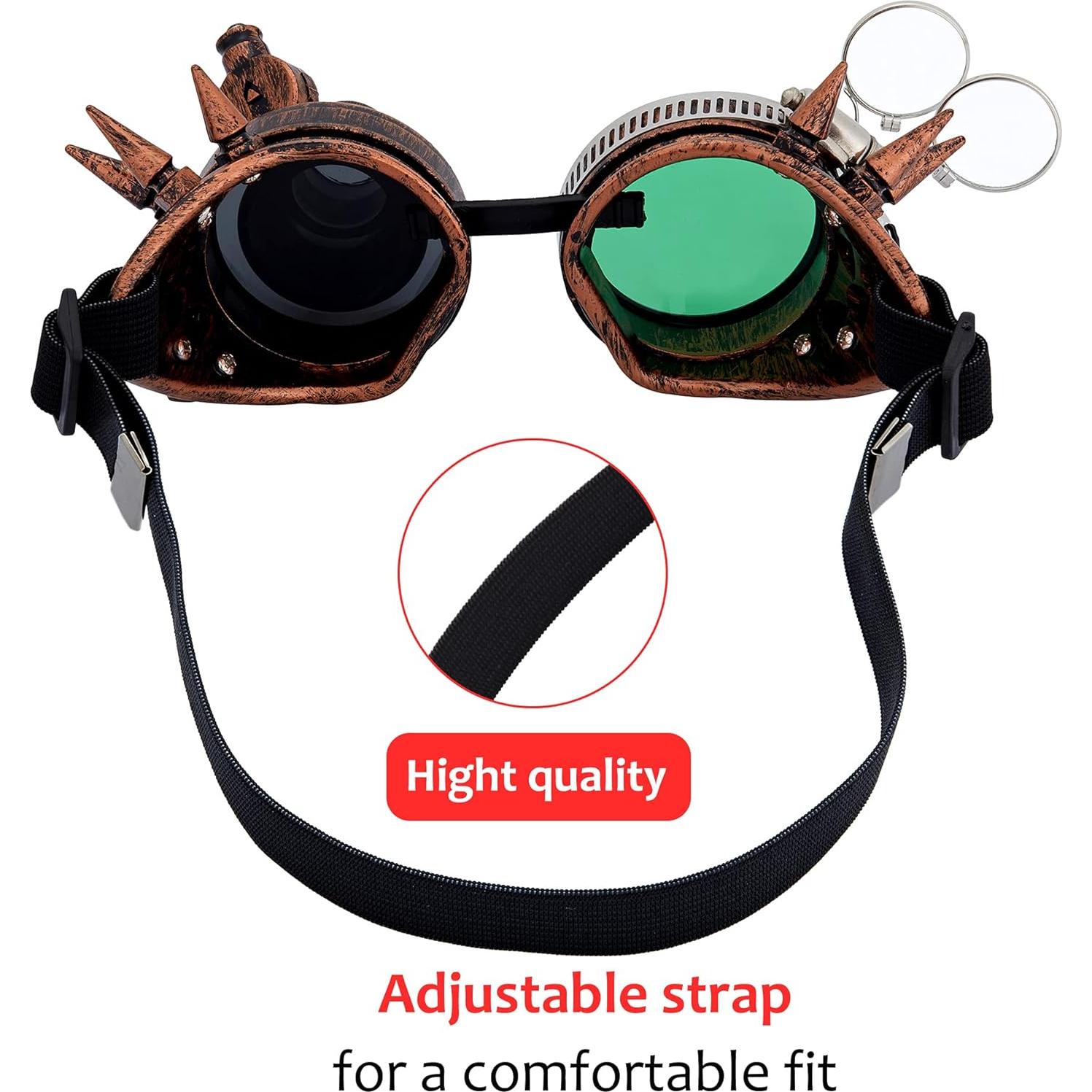 Gafas Steampunk Kaleidoscopio Lelinta Ajustables Verde-Cobre