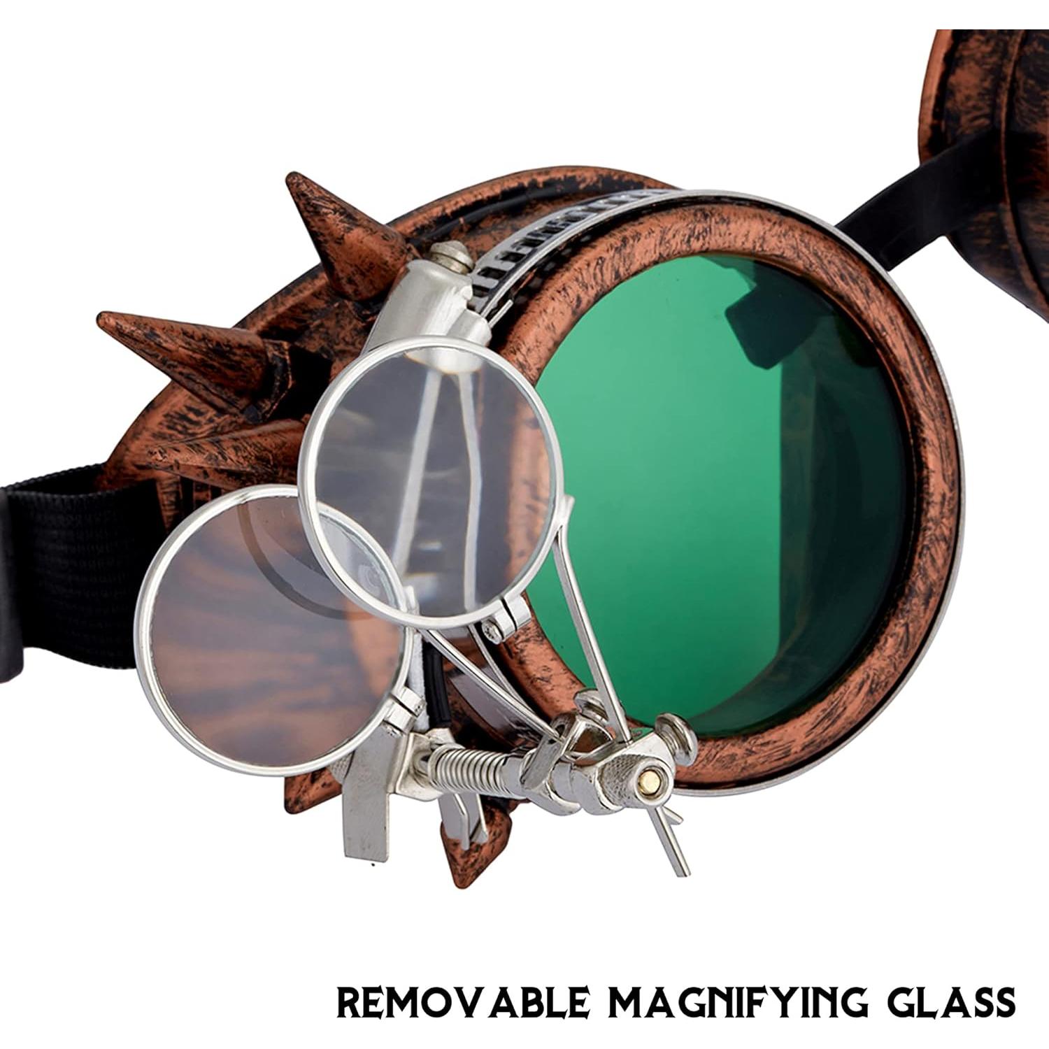 Gafas Steampunk Kaleidoscopio Lelinta Ajustables Verde-Cobre