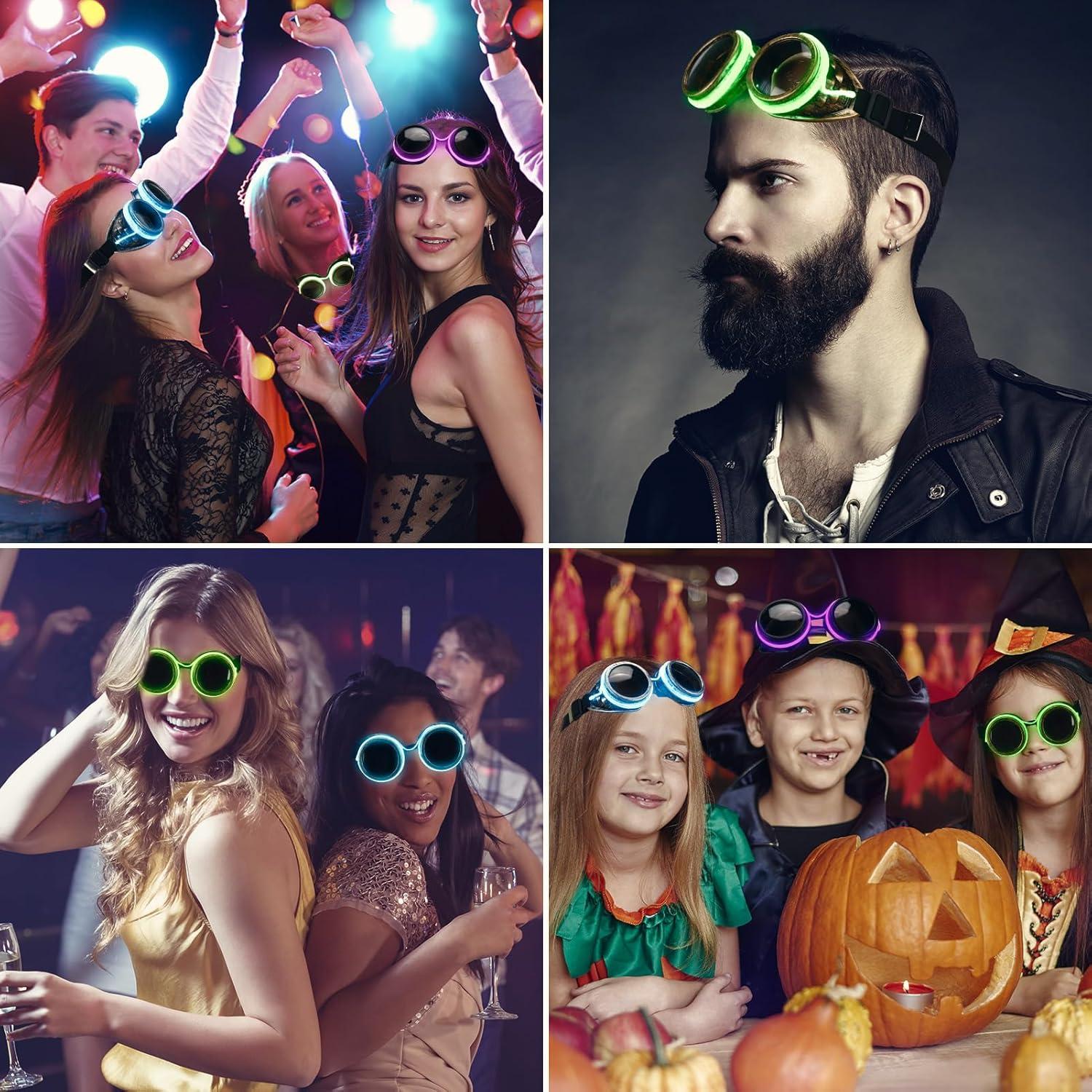 Gafas Steampunk LED Brillantes para Disfraz de Halloween