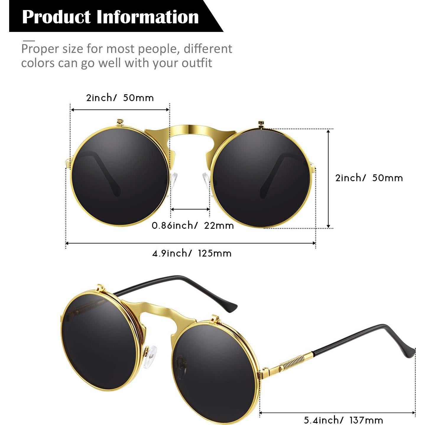 Gafas de Sol Plegables Retro Steampunk Frienda - 3 Colores