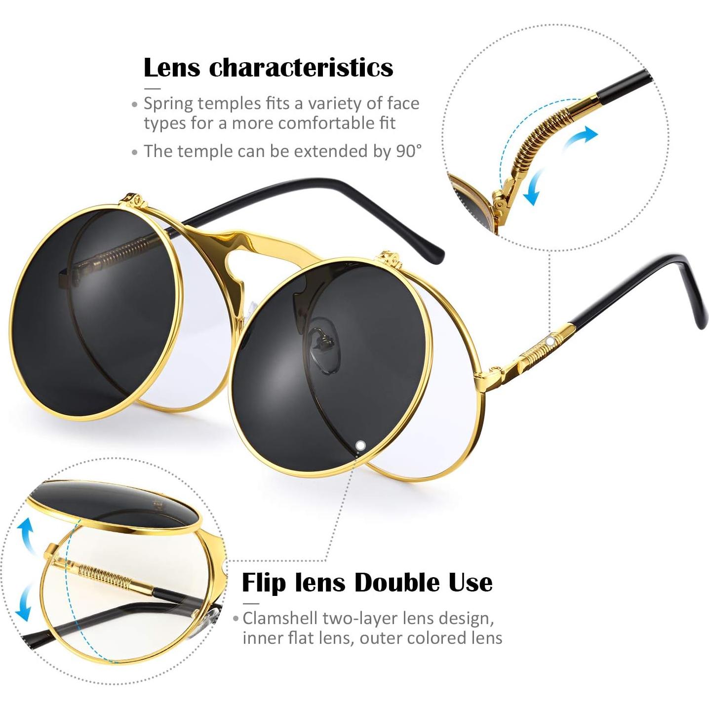 Gafas de Sol Plegables Retro Steampunk Frienda - 3 Colores