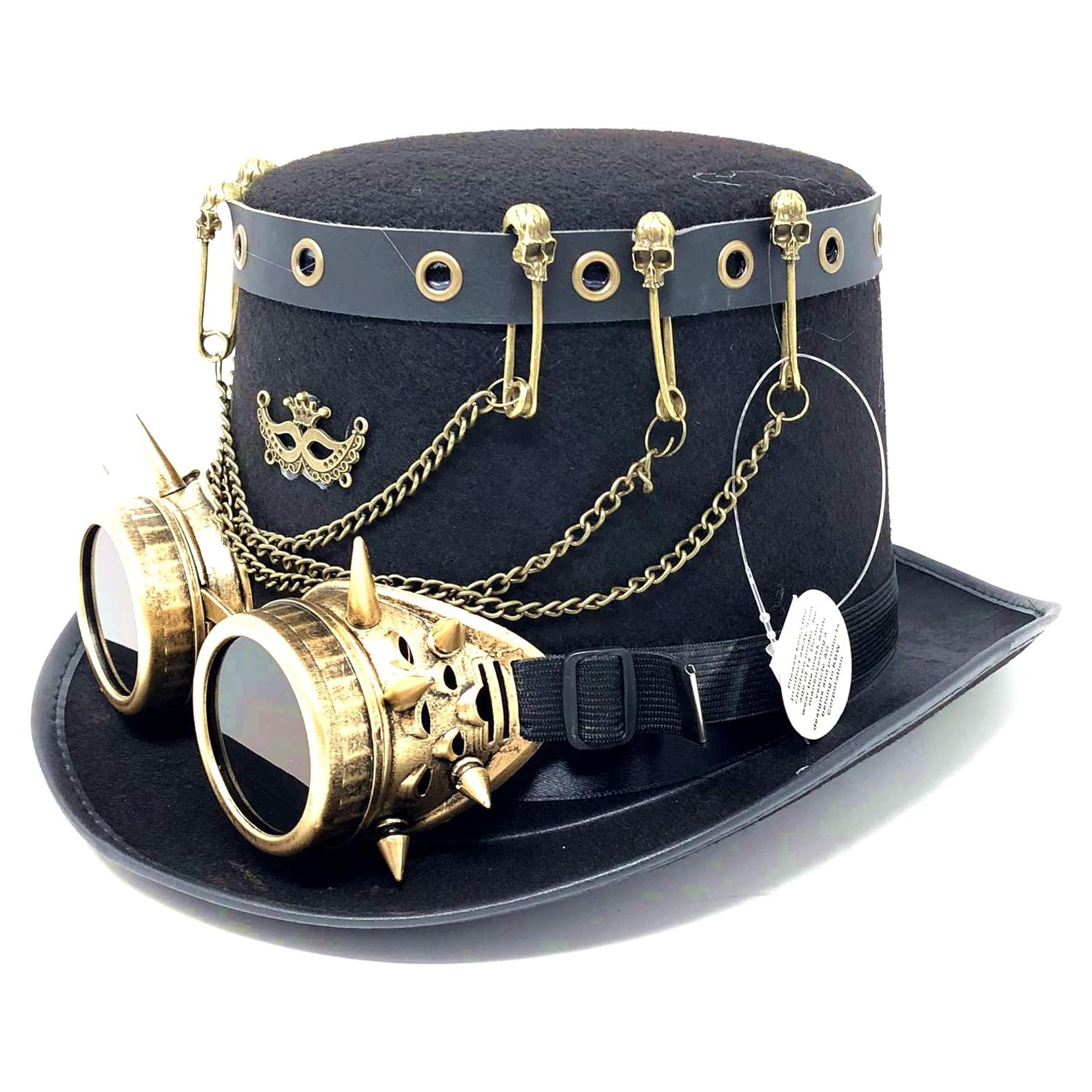 Sombrero de Copa Steampunk Loco con Pluma para Disfraz